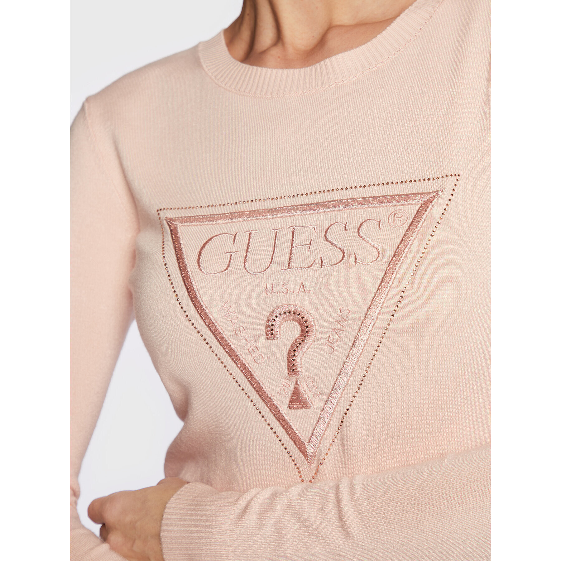 Guess Пуловер W3RR48 Z2NQ2 Розов Slim Fit - Pepit.bg