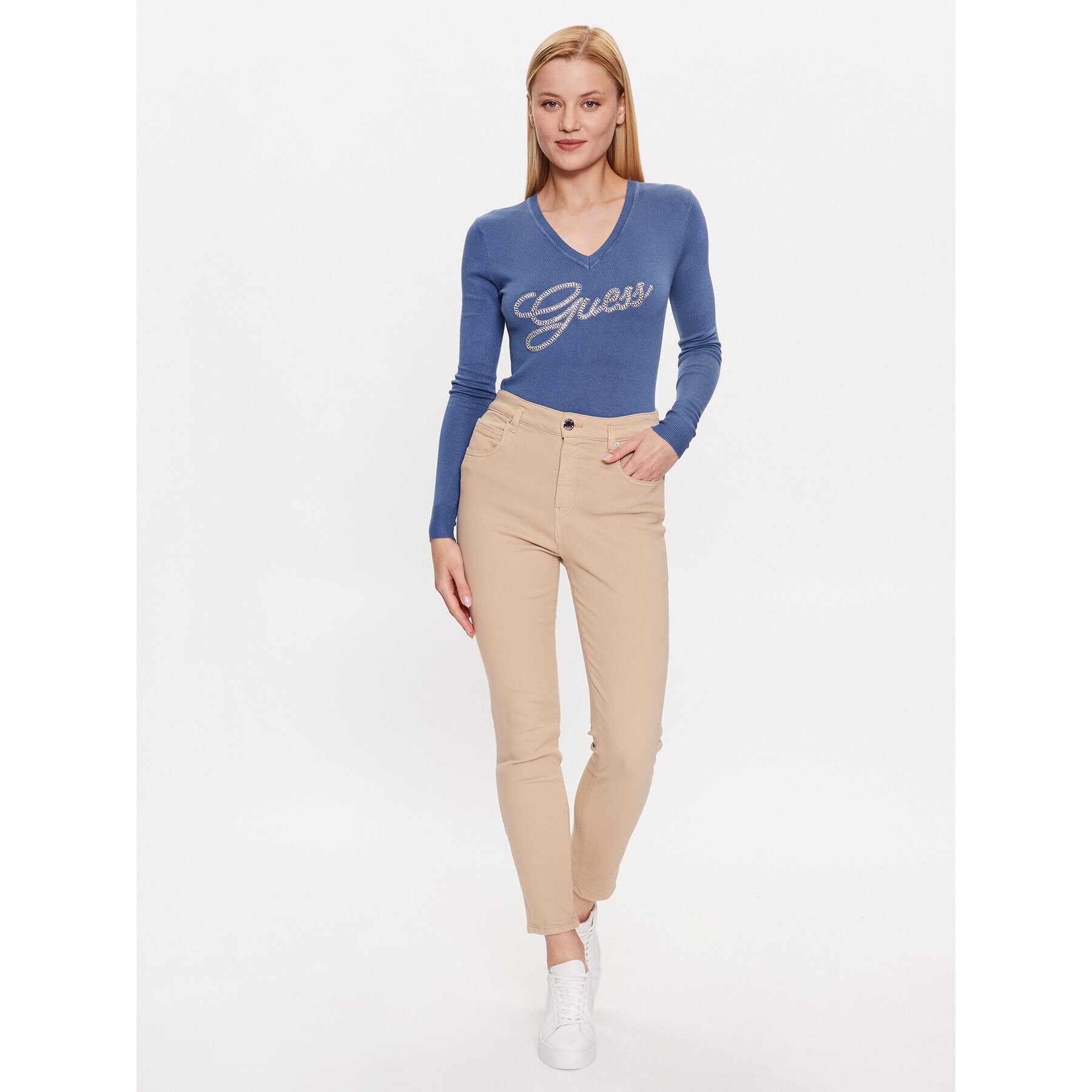 Guess Пуловер W3YR21 Z2NQ2 Син Slim Fit - Pepit.bg