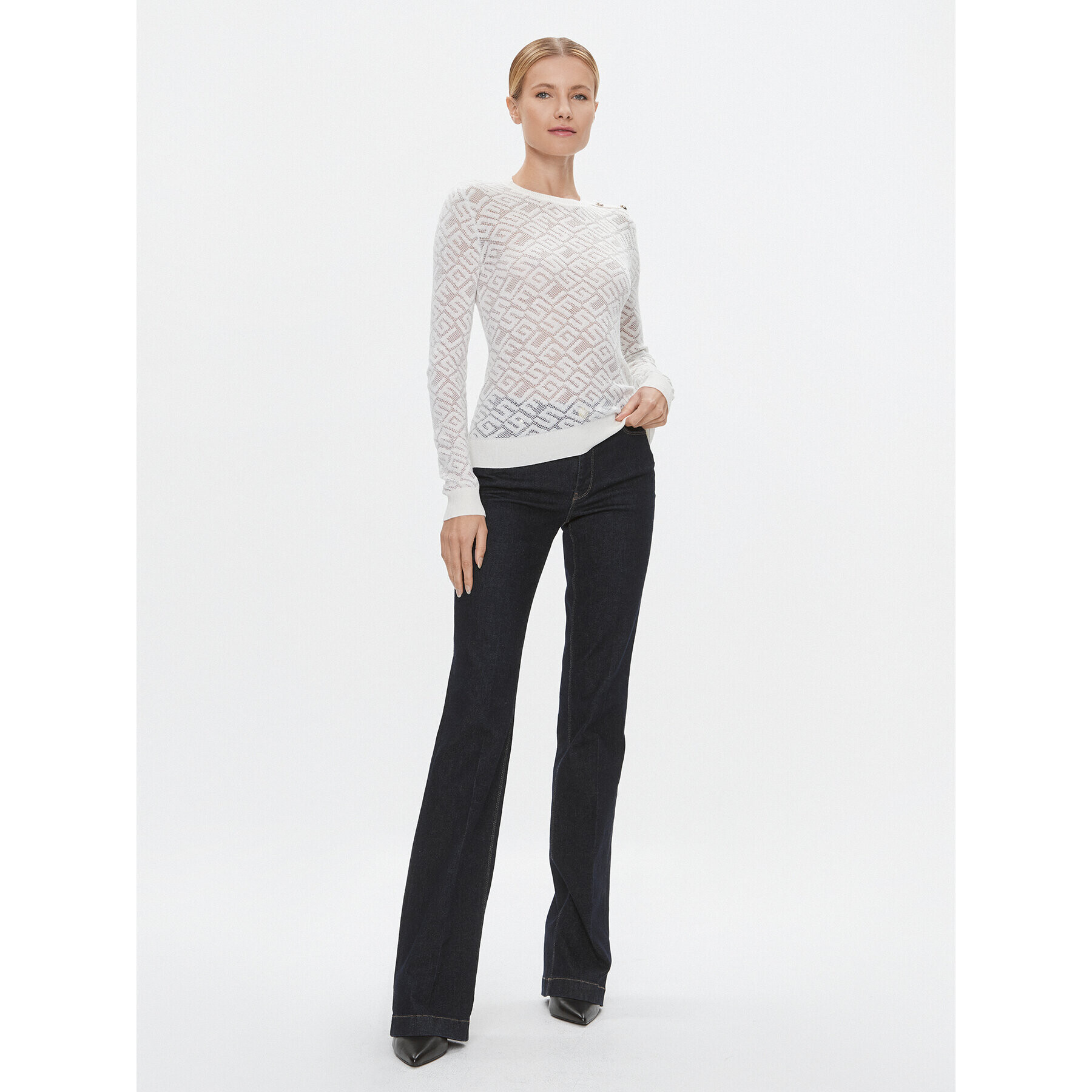 Guess Пуловер W4RR28 Z3C90 Бял Regular Fit - Pepit.bg