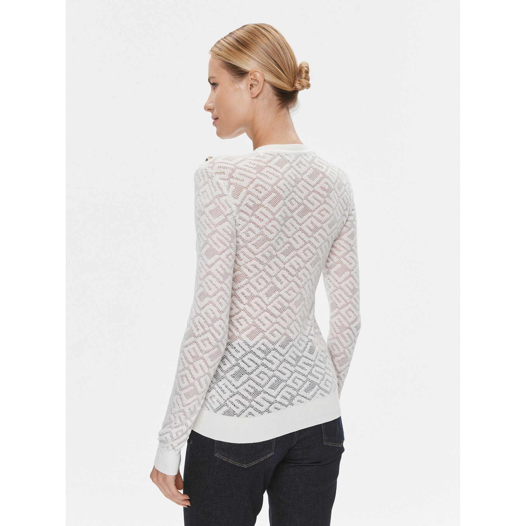 Guess Пуловер W4RR28 Z3C90 Бял Regular Fit - Pepit.bg