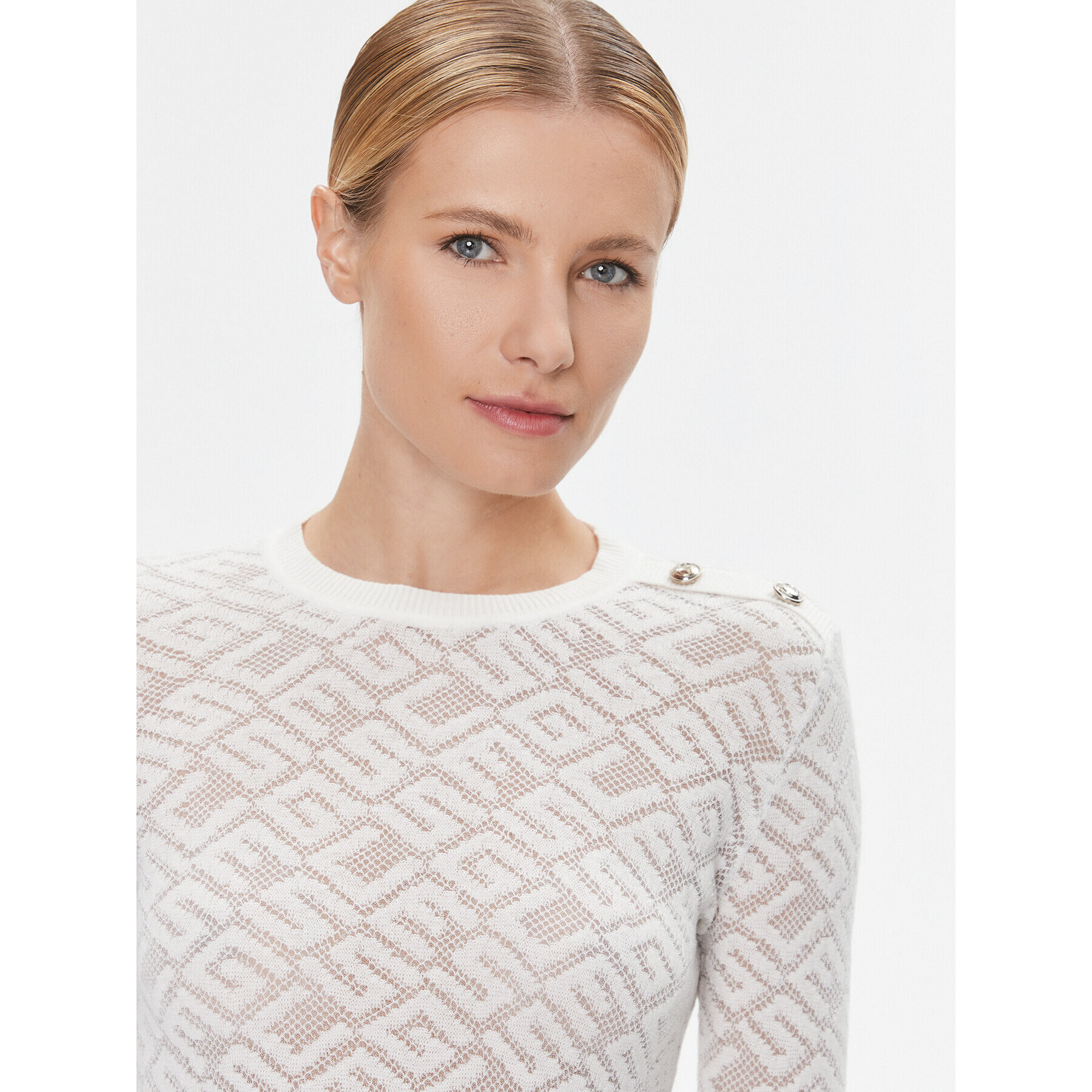 Guess Пуловер W4RR28 Z3C90 Бял Regular Fit - Pepit.bg