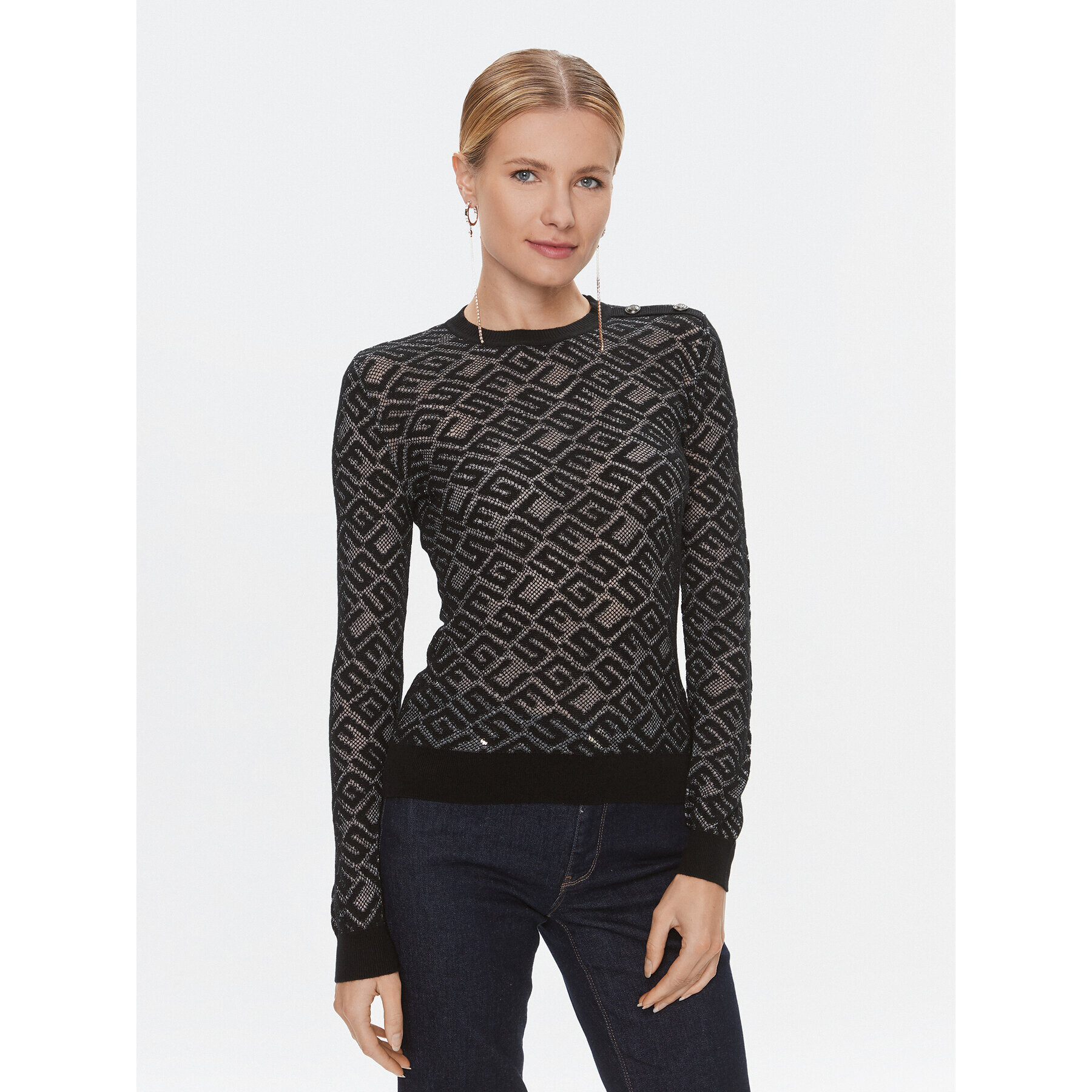 Guess Пуловер W4RR28 Z3C90 Черен Regular Fit - Pepit.bg