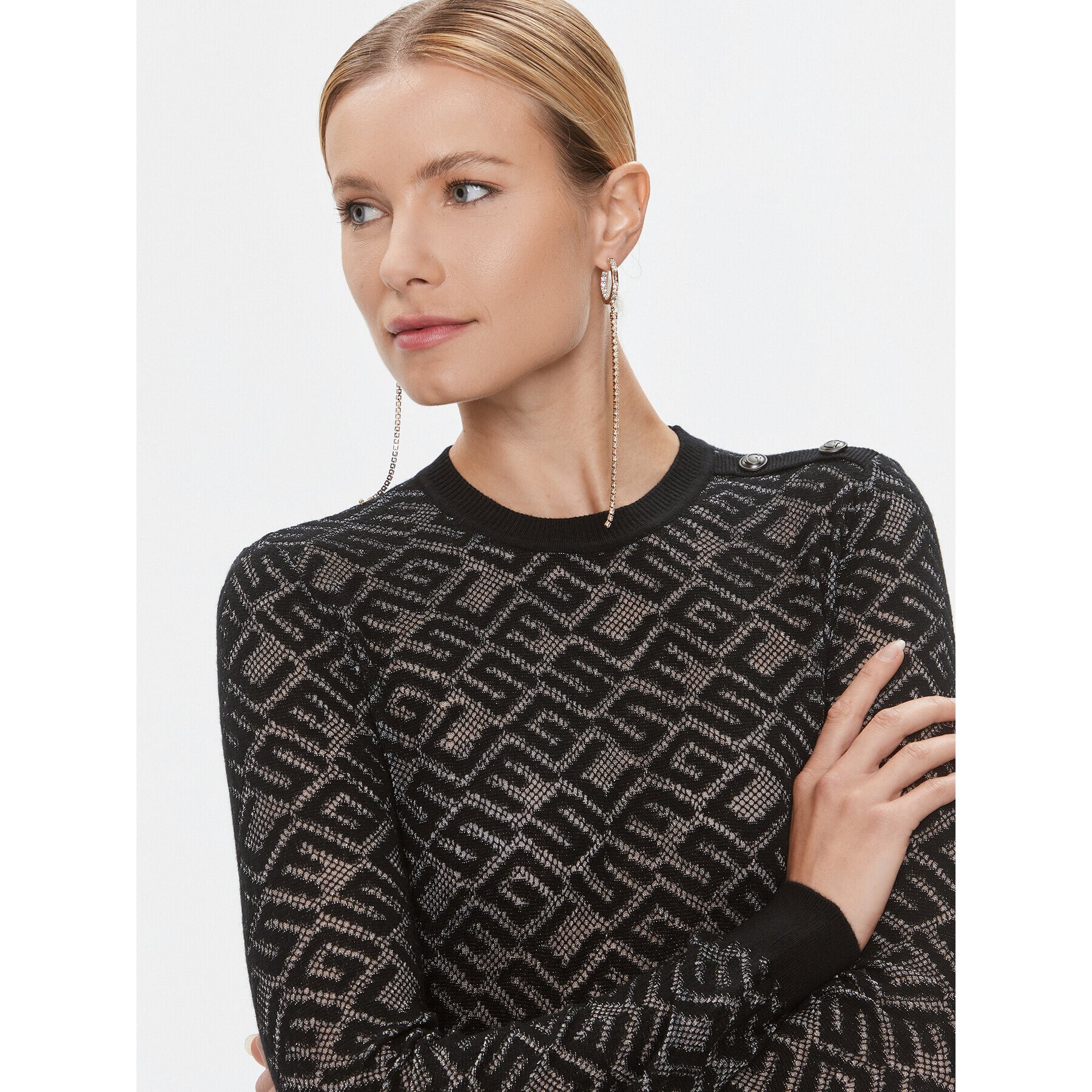 Guess Пуловер W4RR28 Z3C90 Черен Regular Fit - Pepit.bg
