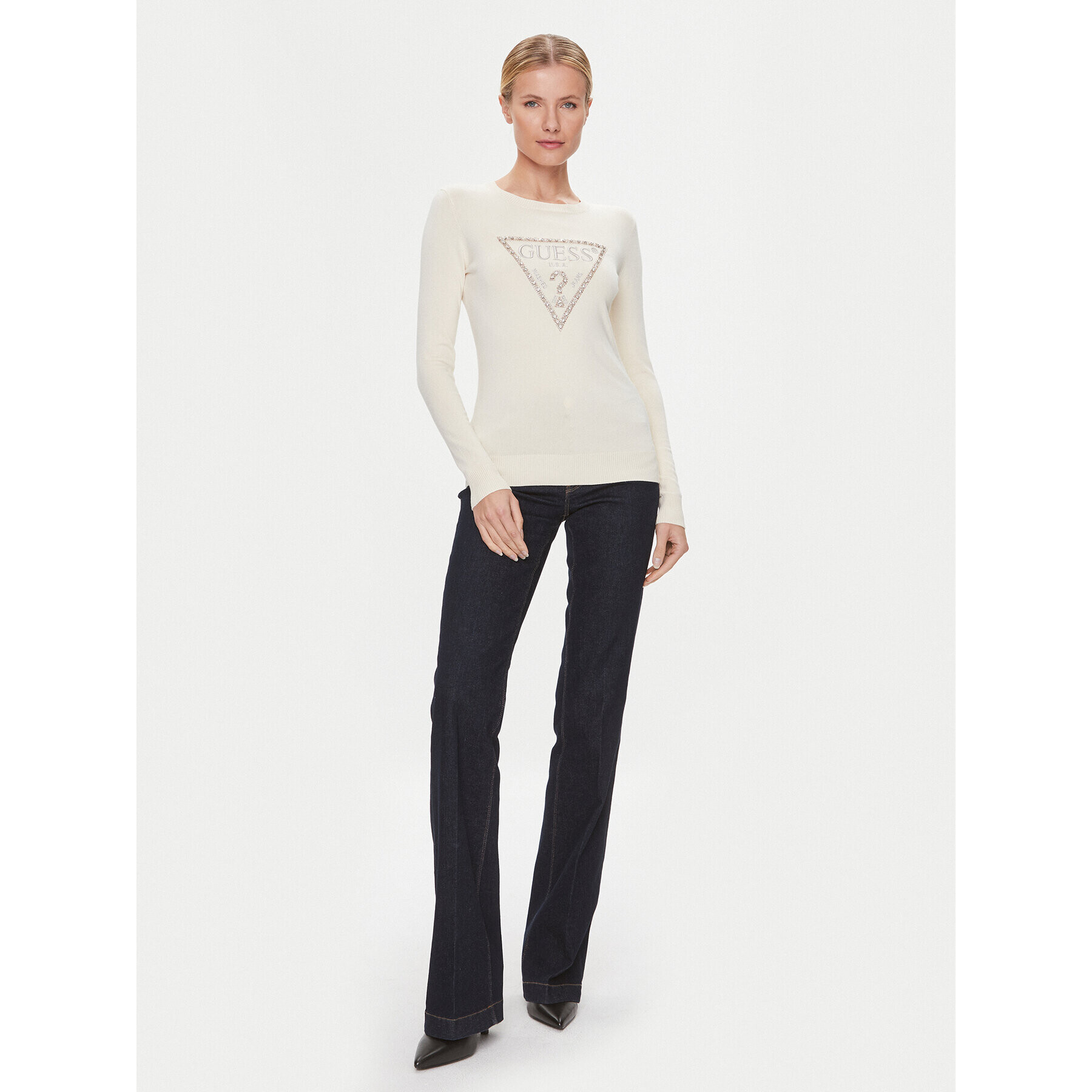 Guess Пуловер W4RR53 Z2NQ2 Бежов Slim Fit - Pepit.bg