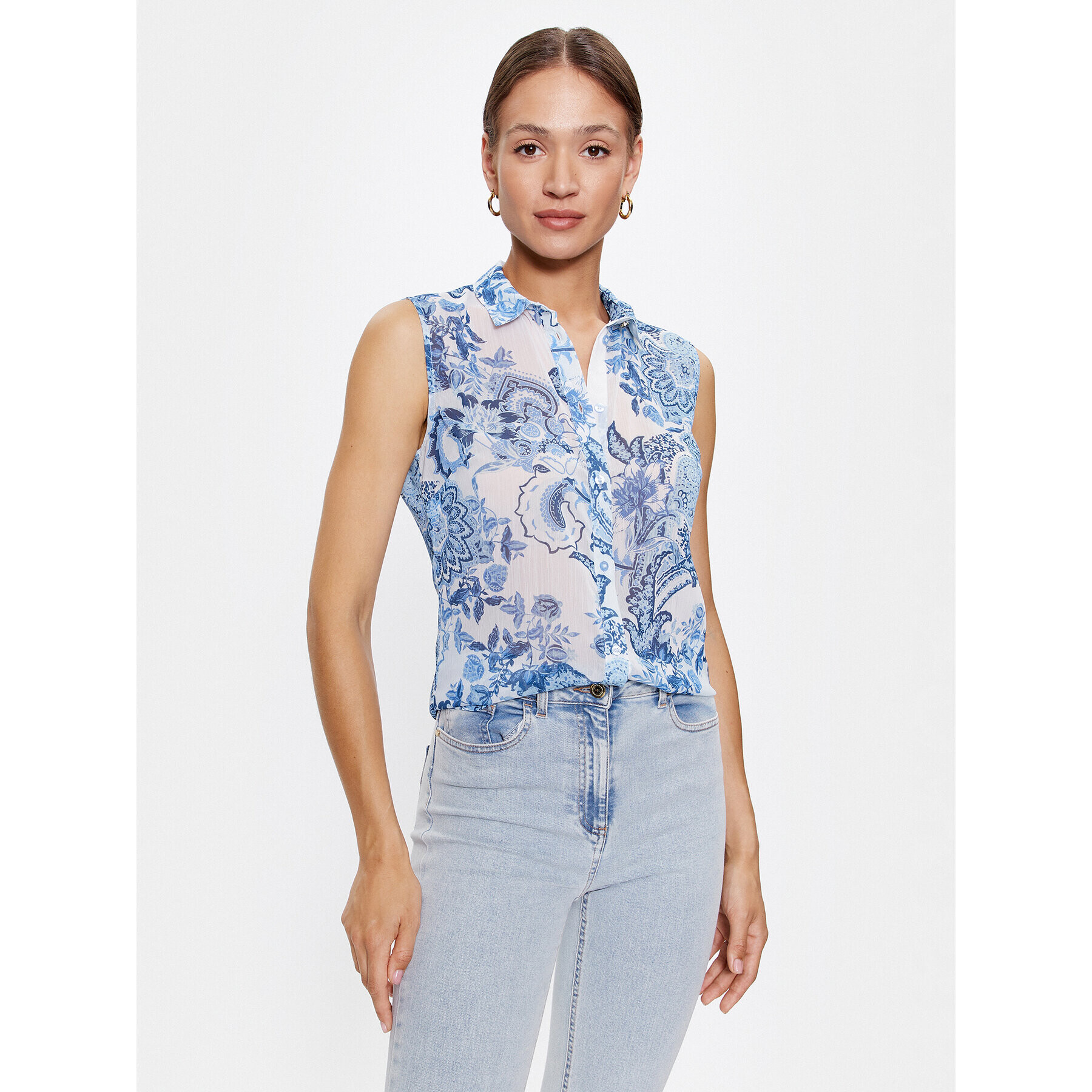 Guess Риза Clois W3GH61 WDW52 Син Regular Fit - Pepit.bg