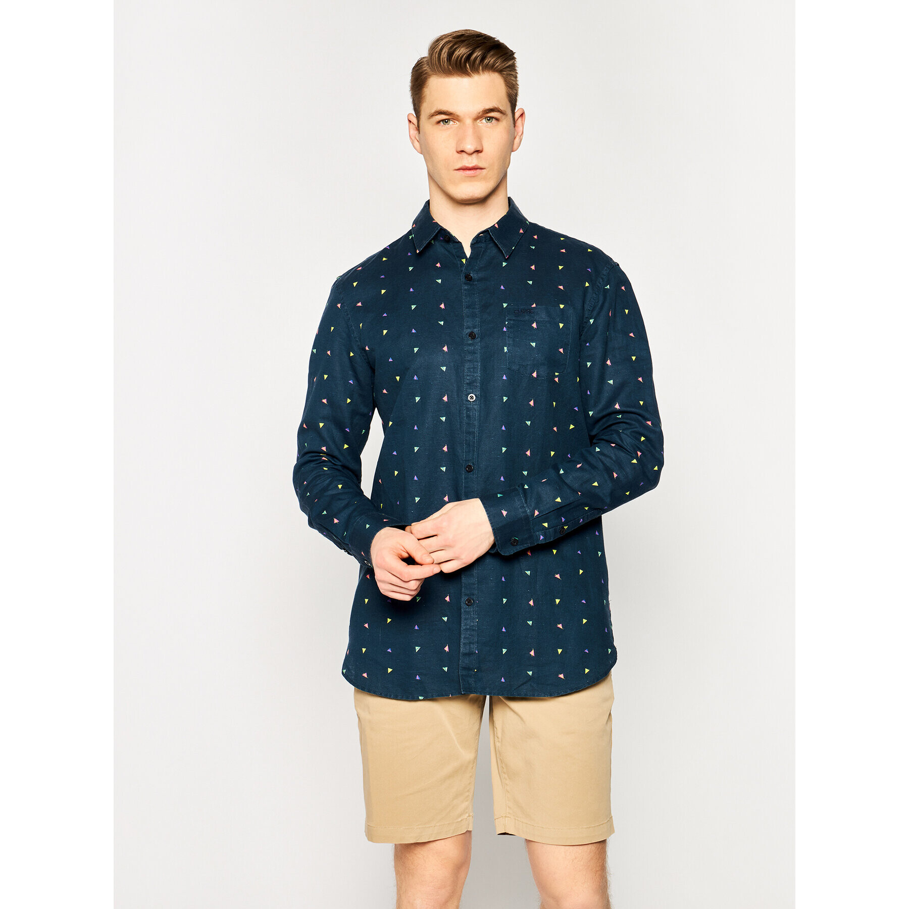 Guess Риза Collins M02H25 WBGI0 Тъмносин Regular Fit - Pepit.bg