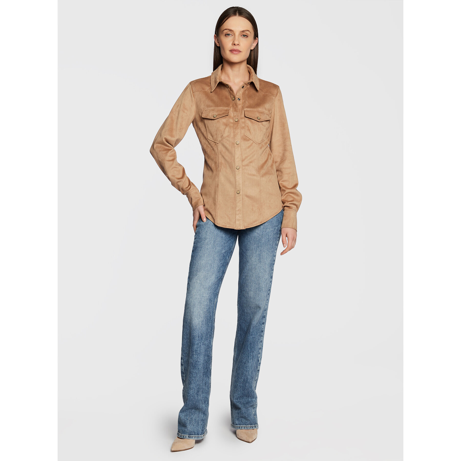 Guess Риза Daisy W2BH52 WE0L0 Бежов Regular Fit - Pepit.bg