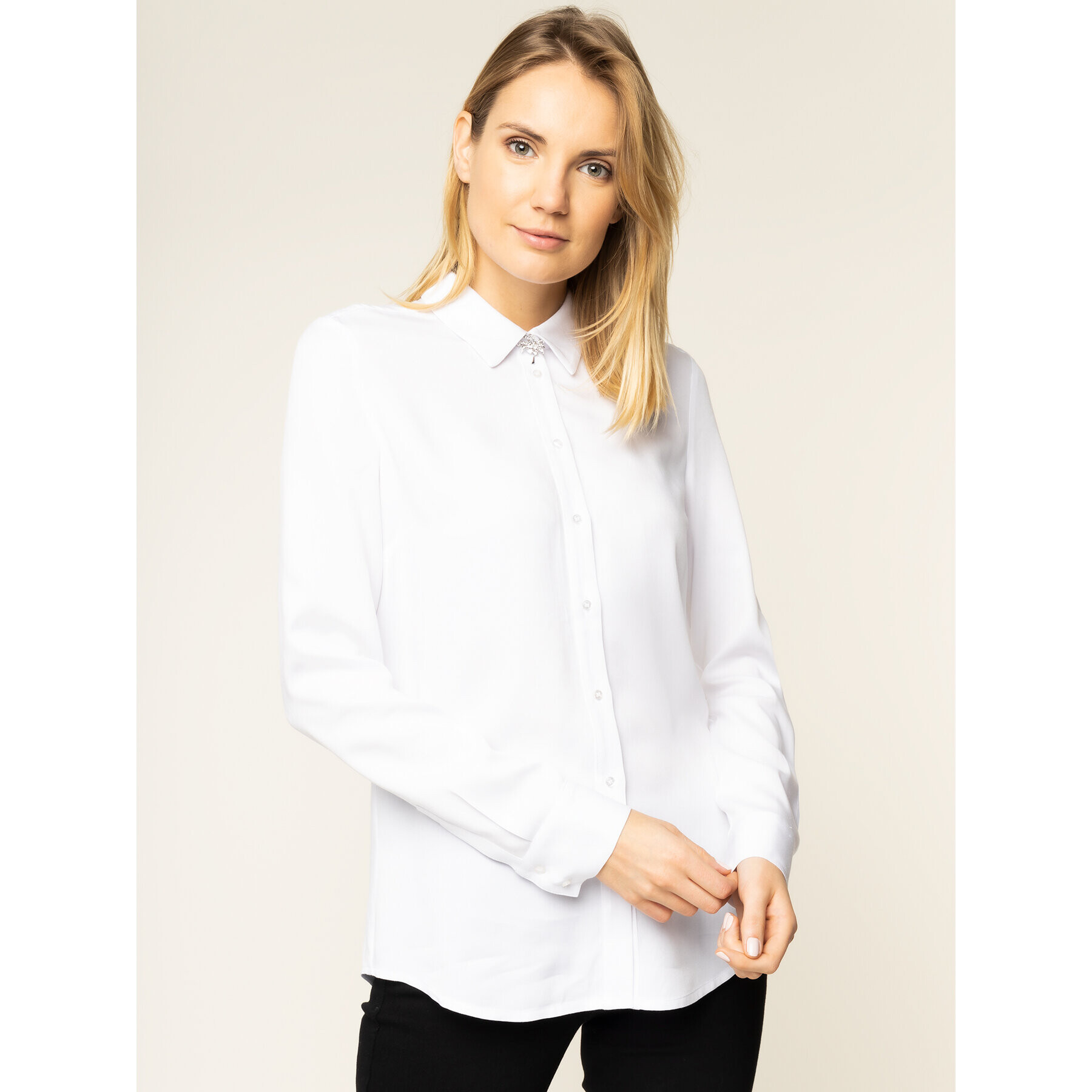 Guess Риза Ls Lima W01H83 WC9Z0 Бял Regular Fit - Pepit.bg