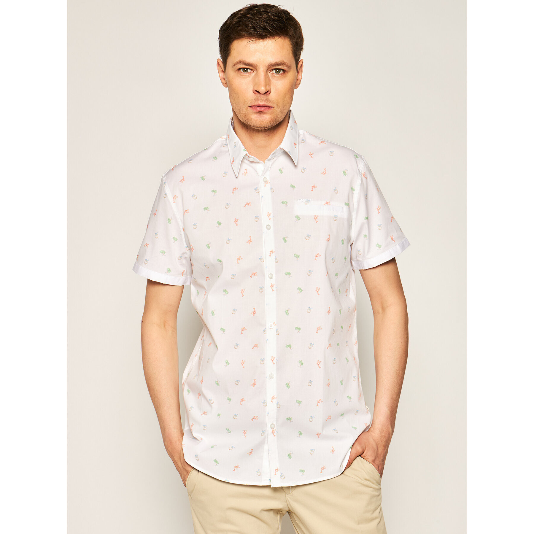 Guess Риза M02H42 W8BX0 Бял Slim Fit - Pepit.bg