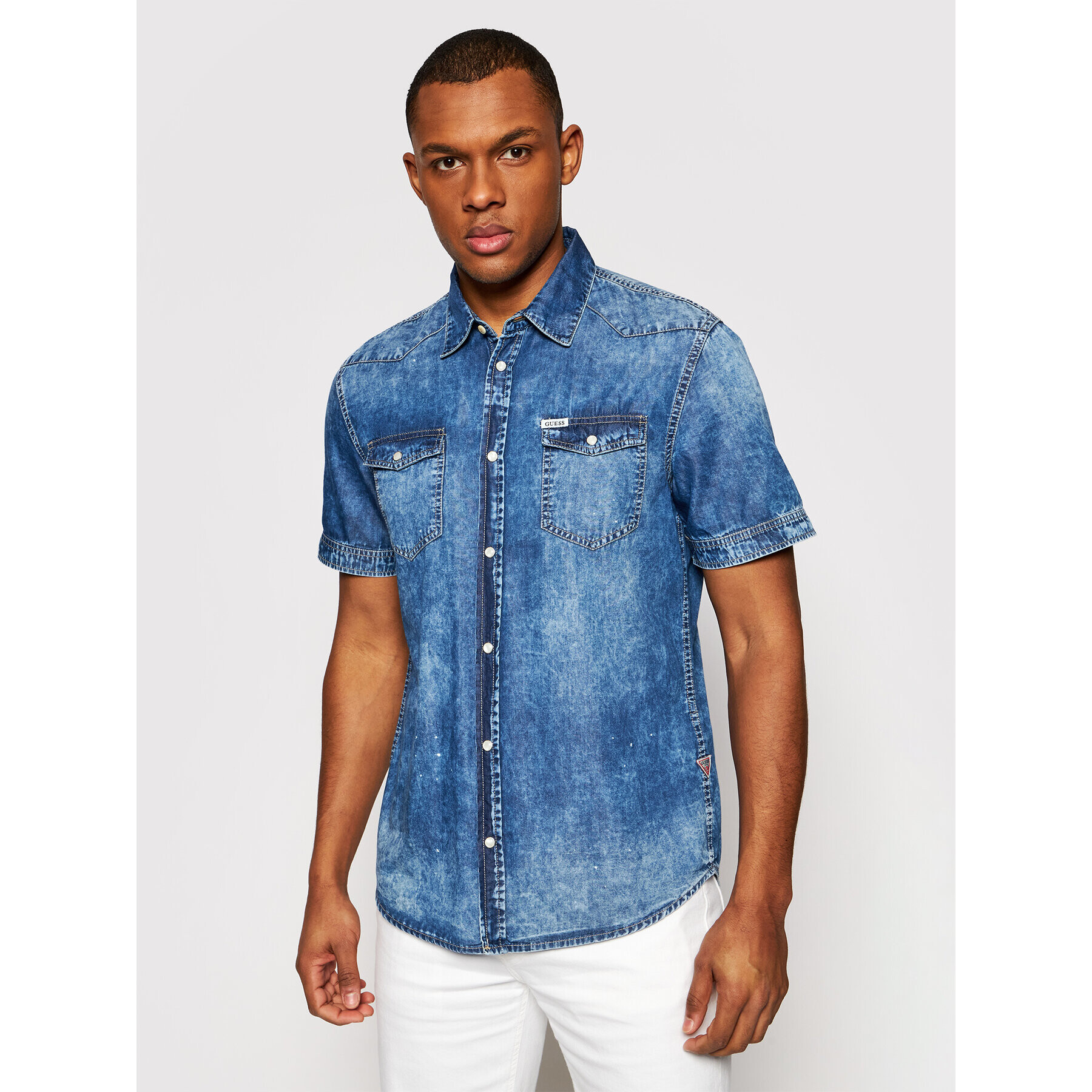 Guess Риза M1GH27 D4CF1 Син Slim Fit - Pepit.bg