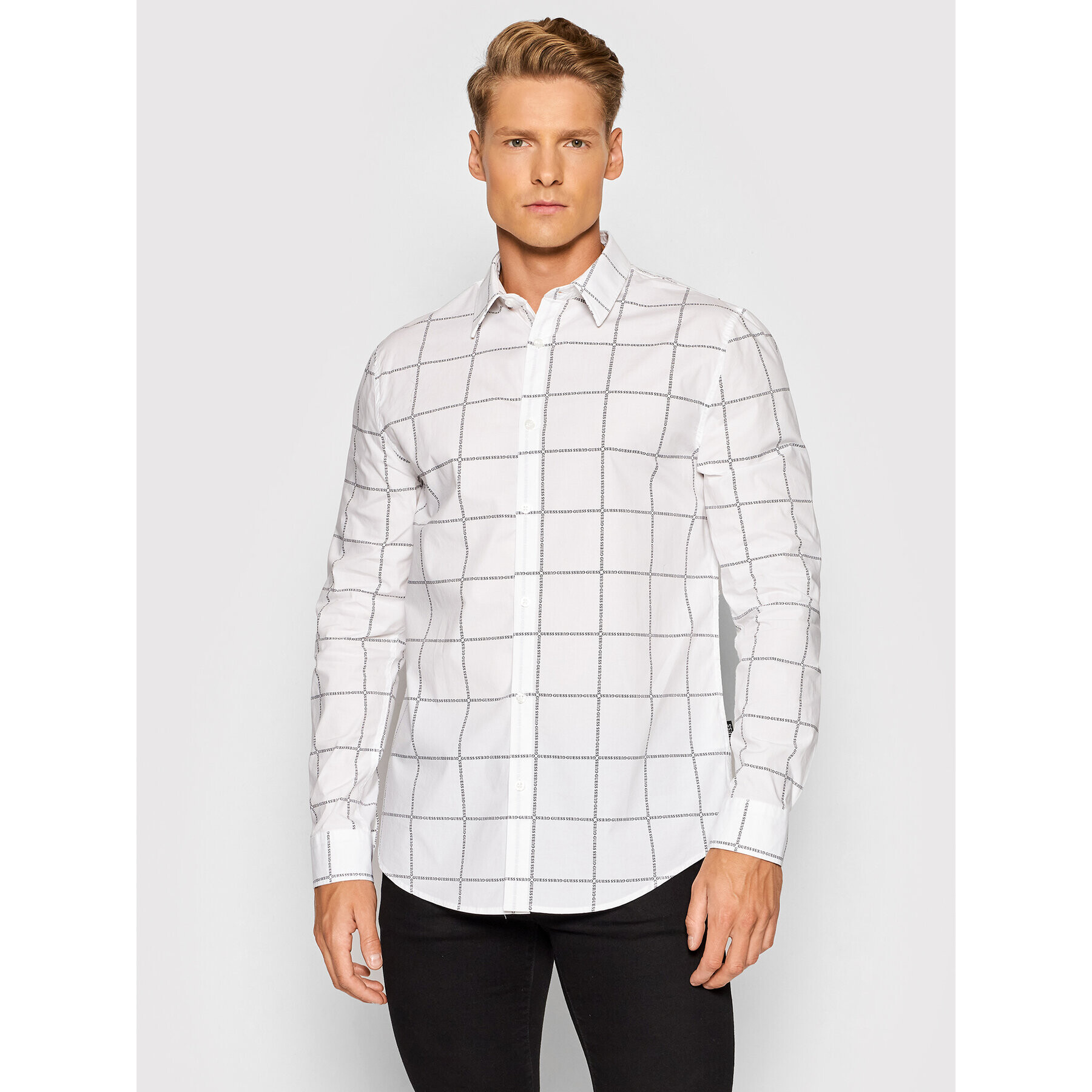 Guess Риза M1YH21 WE2P1 Бял Slim Fit - Pepit.bg