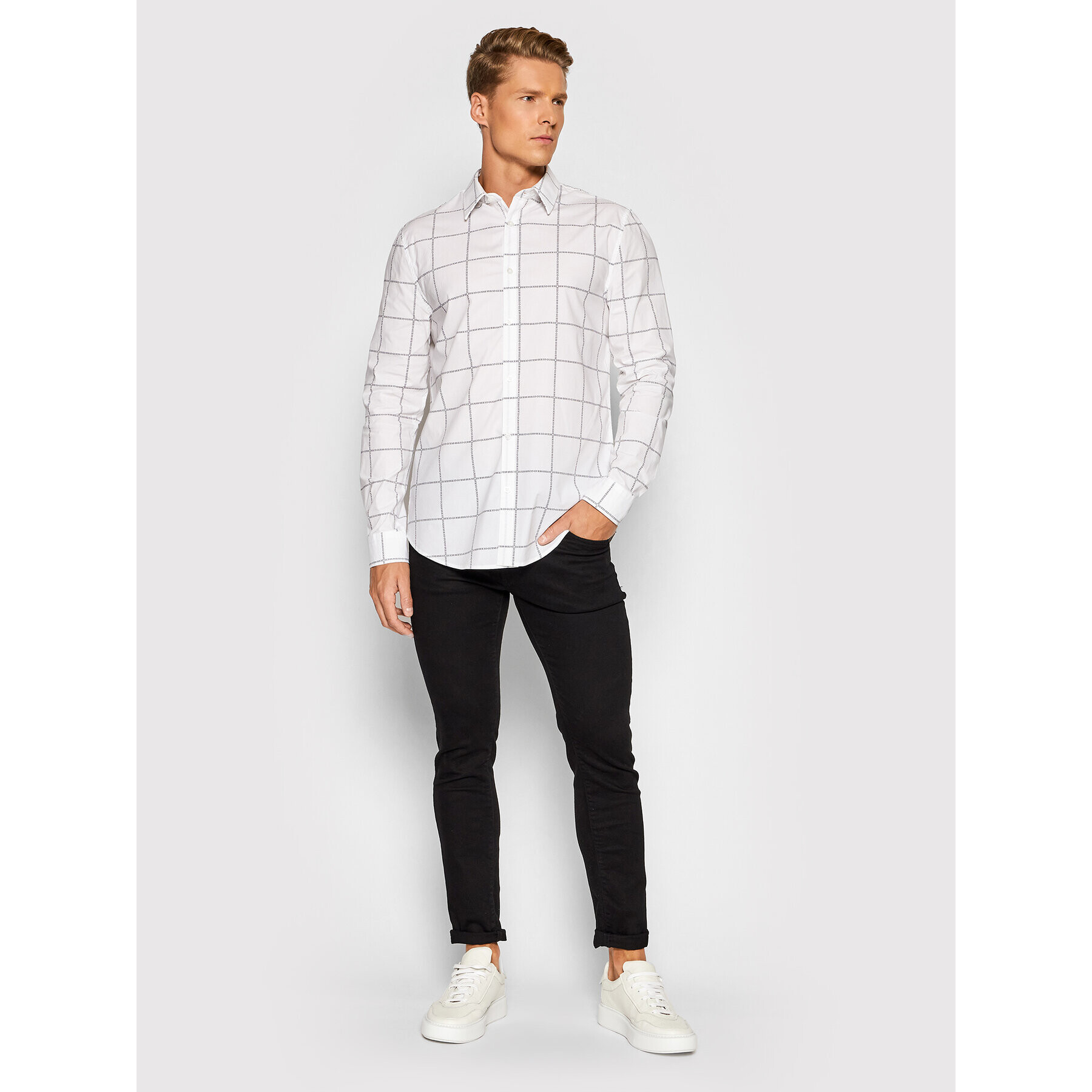 Guess Риза M1YH21 WE2P1 Бял Slim Fit - Pepit.bg