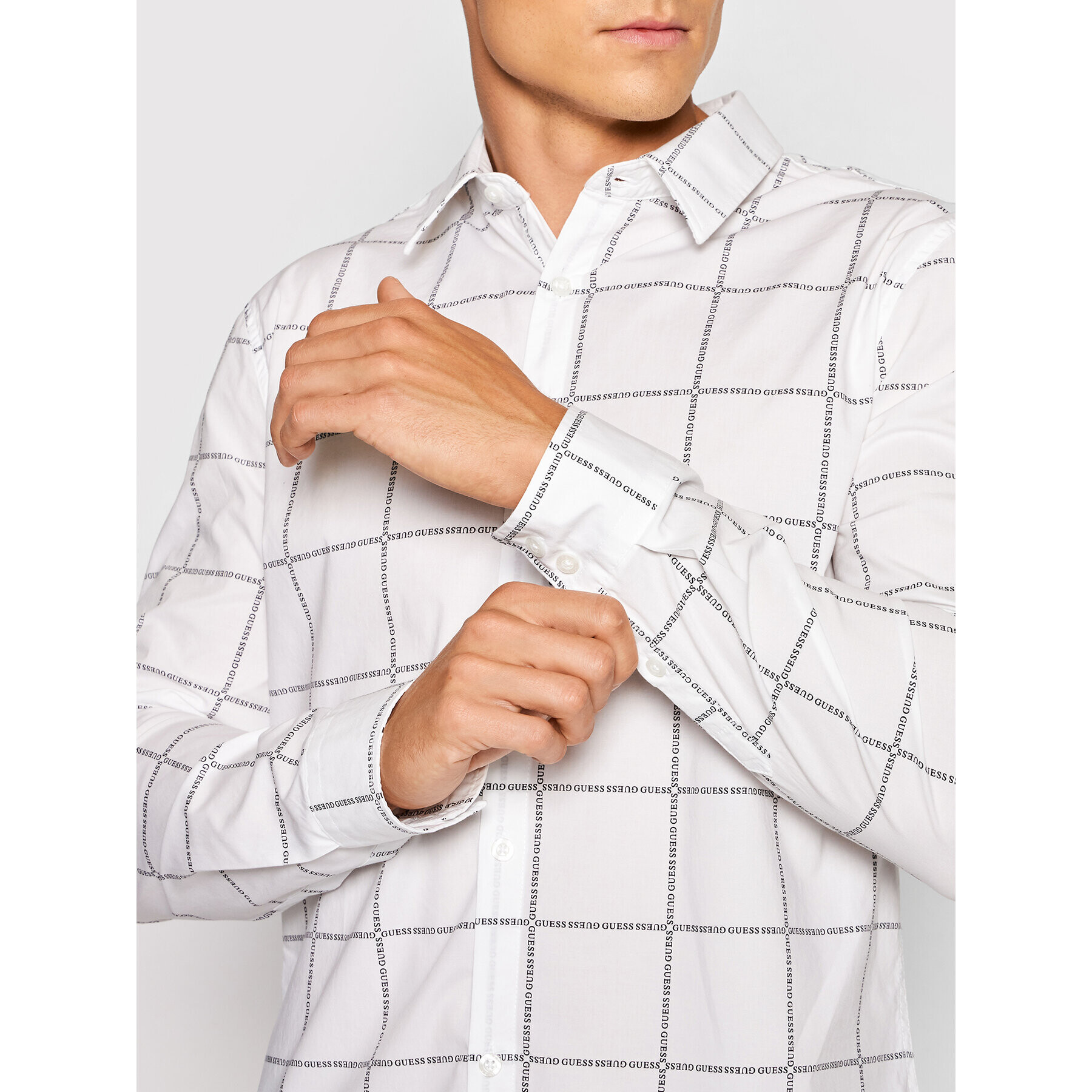 Guess Риза M1YH21 WE2P1 Бял Slim Fit - Pepit.bg