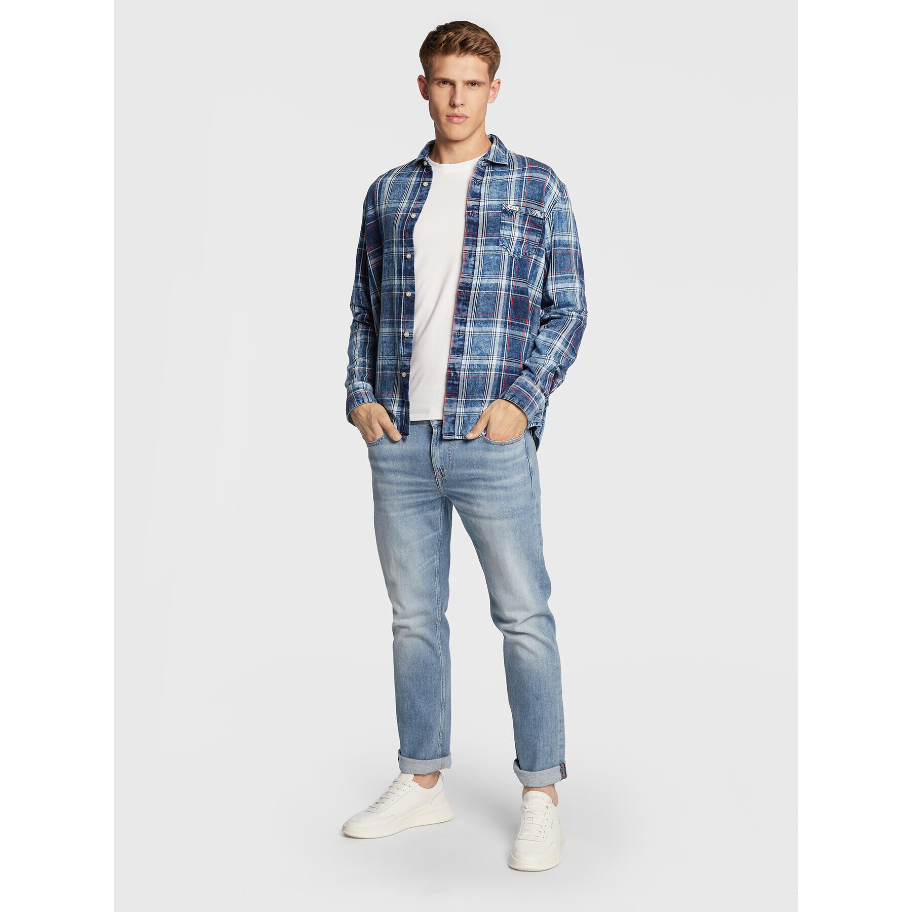 Guess Риза M2BH12 D4TY1 Син Regular Fit - Pepit.bg