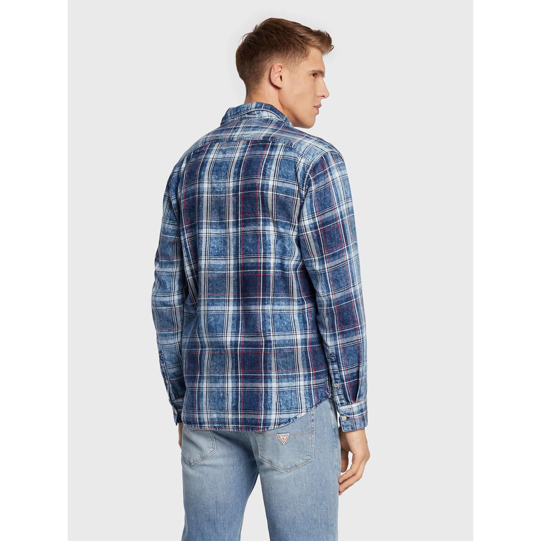 Guess Риза M2BH12 D4TY1 Син Regular Fit - Pepit.bg