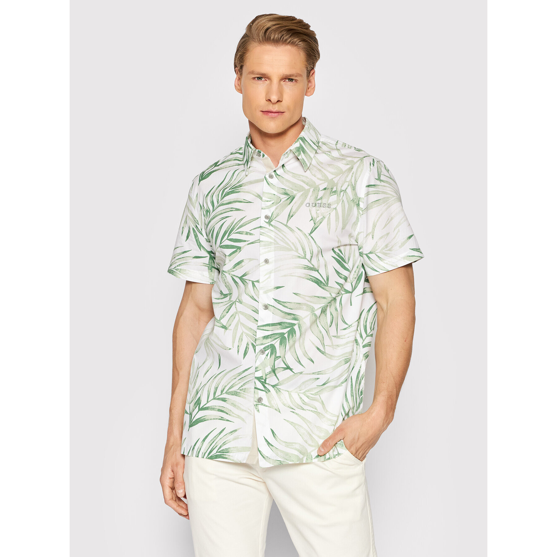 Guess Риза M2GH21 W8BX1 Зелен Slim Fit - Pepit.bg