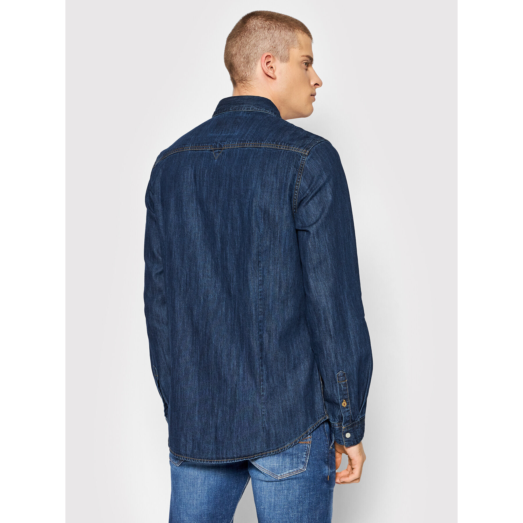 Guess Риза M2RH02 D14LC Тъмносин Slim Fit - Pepit.bg