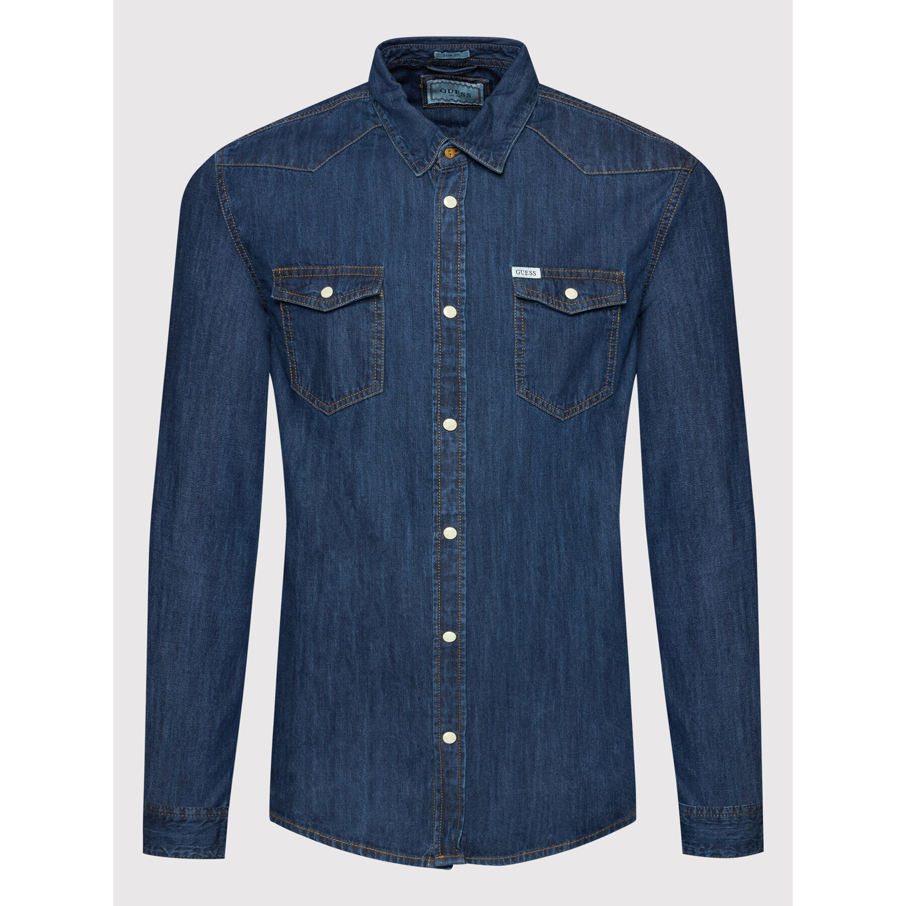 Guess Риза M2RH02 D14LC Тъмносин Slim Fit - Pepit.bg