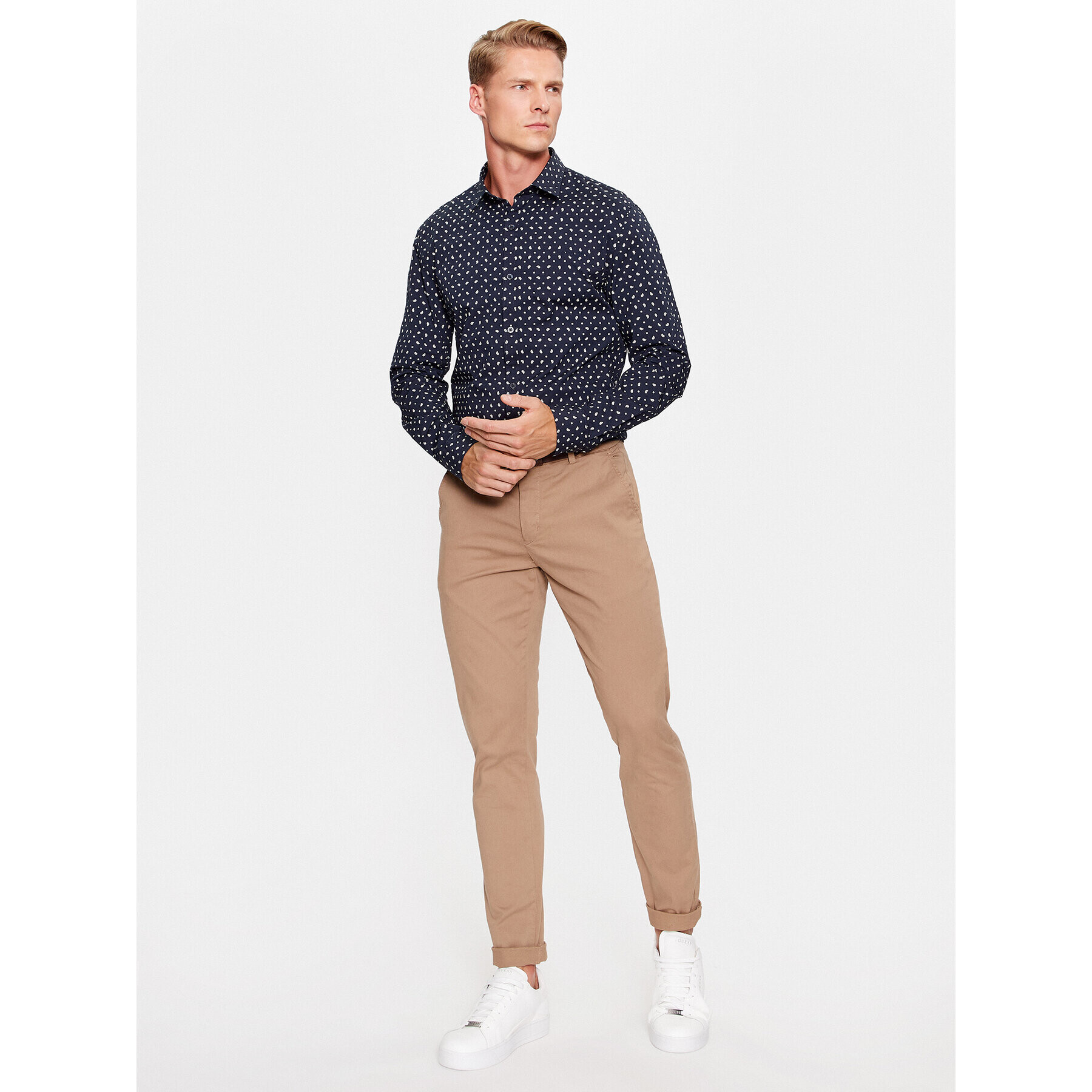 Guess Риза M3BH55 W8BX1 Тъмносин Slim Fit - Pepit.bg