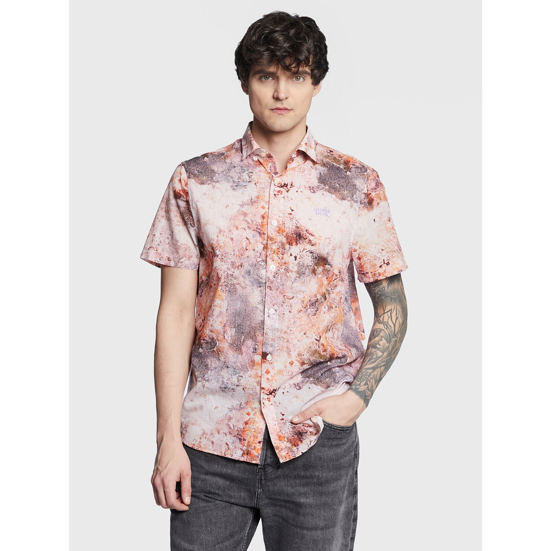 Guess Риза M3GH65 WFDS1 Розов Regular Fit - Pepit.bg