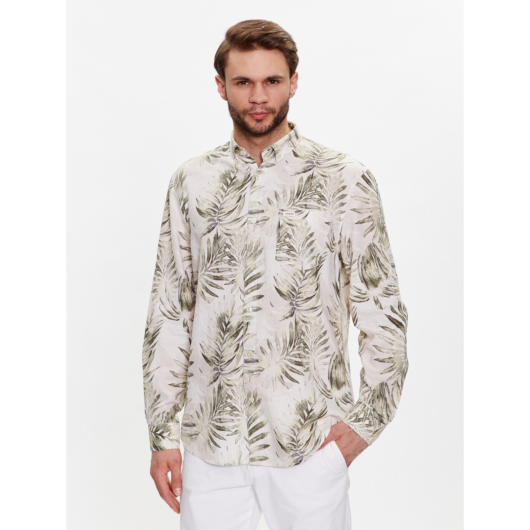Guess Риза M3GH69 WFDX0 Зелен Regular Fit - Pepit.bg