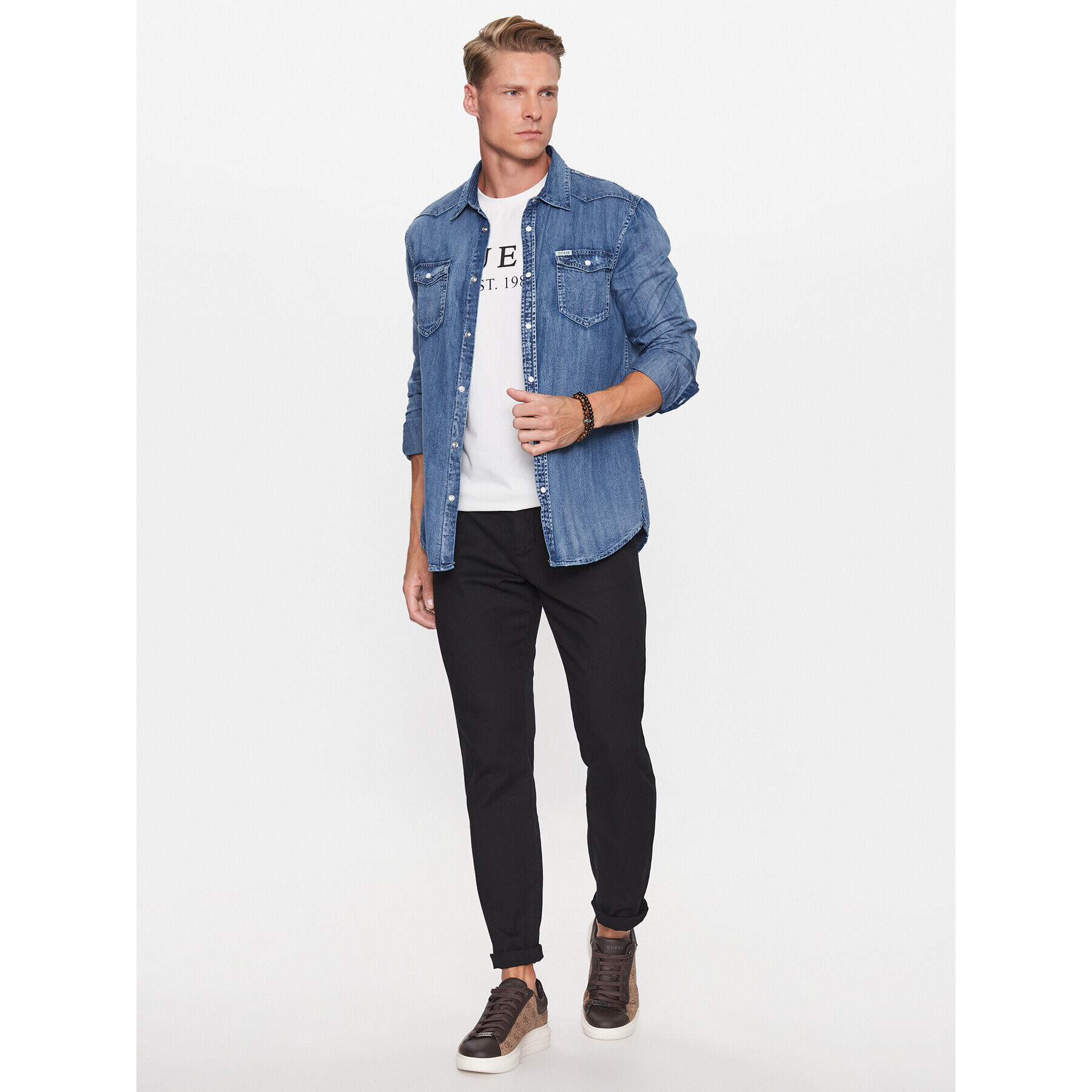 Guess Риза M3YH02 D14LX Син Slim Fit - Pepit.bg