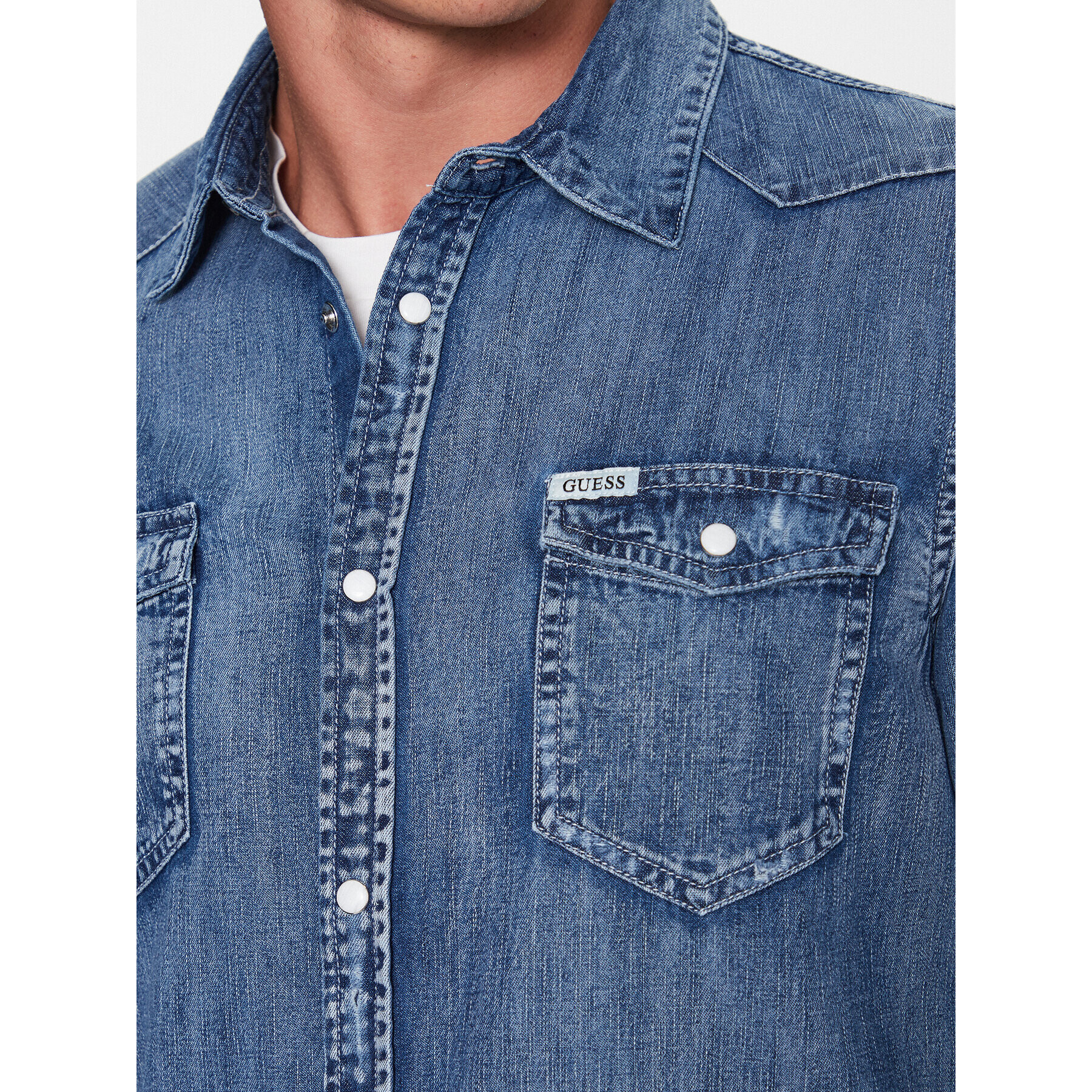 Guess Риза M3YH02 D14LX Син Slim Fit - Pepit.bg