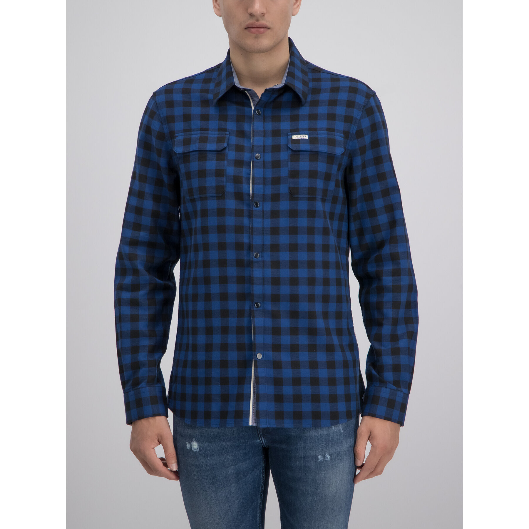 Guess Риза M93H08 WBRM Тъмносин Regular Fit - Pepit.bg