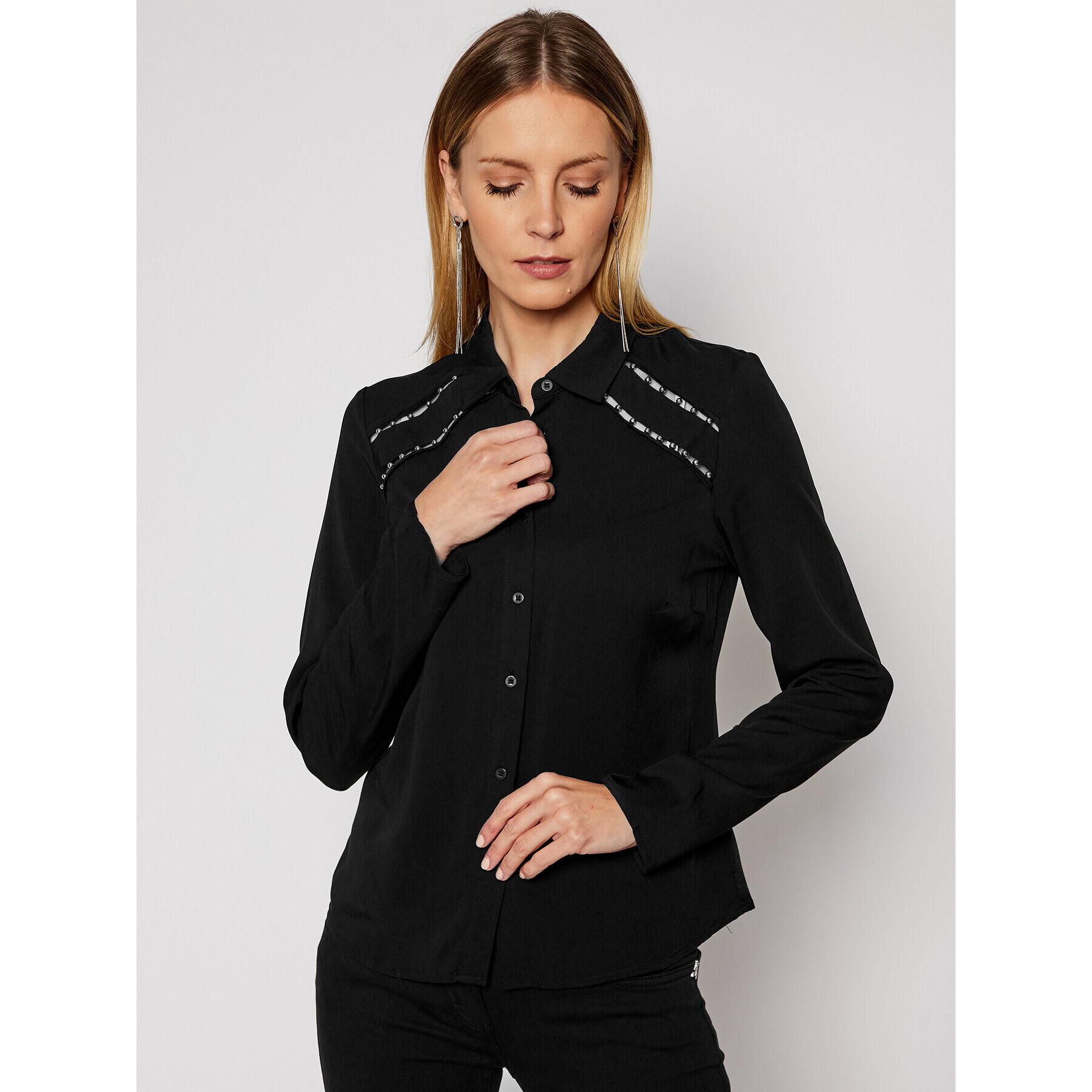 Guess Риза Rocca W1RH52 WAUK2 Черен Regular Fit - Pepit.bg
