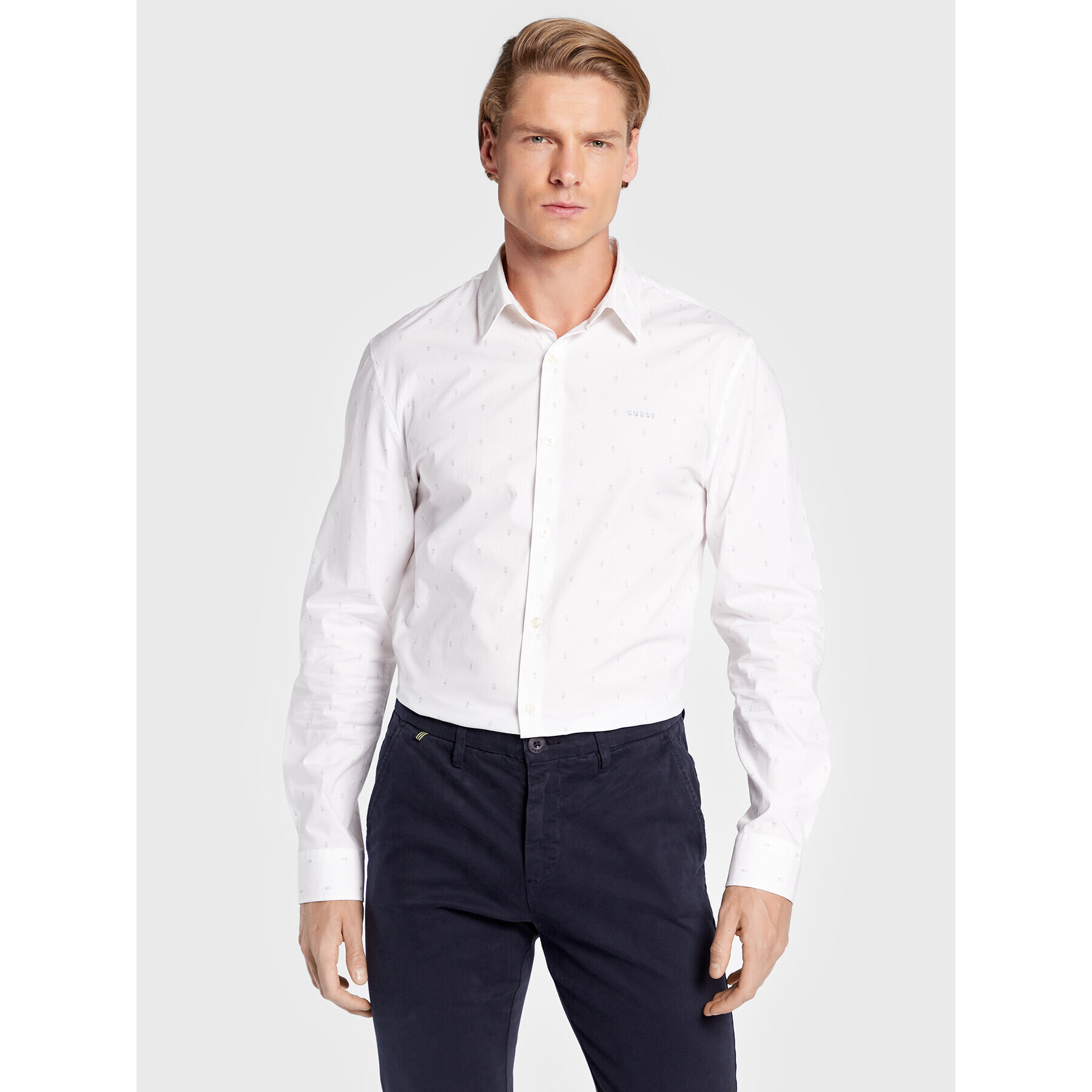 Guess Риза Sunset M2BH20 W8BX1 Бял Slim Fit - Pepit.bg