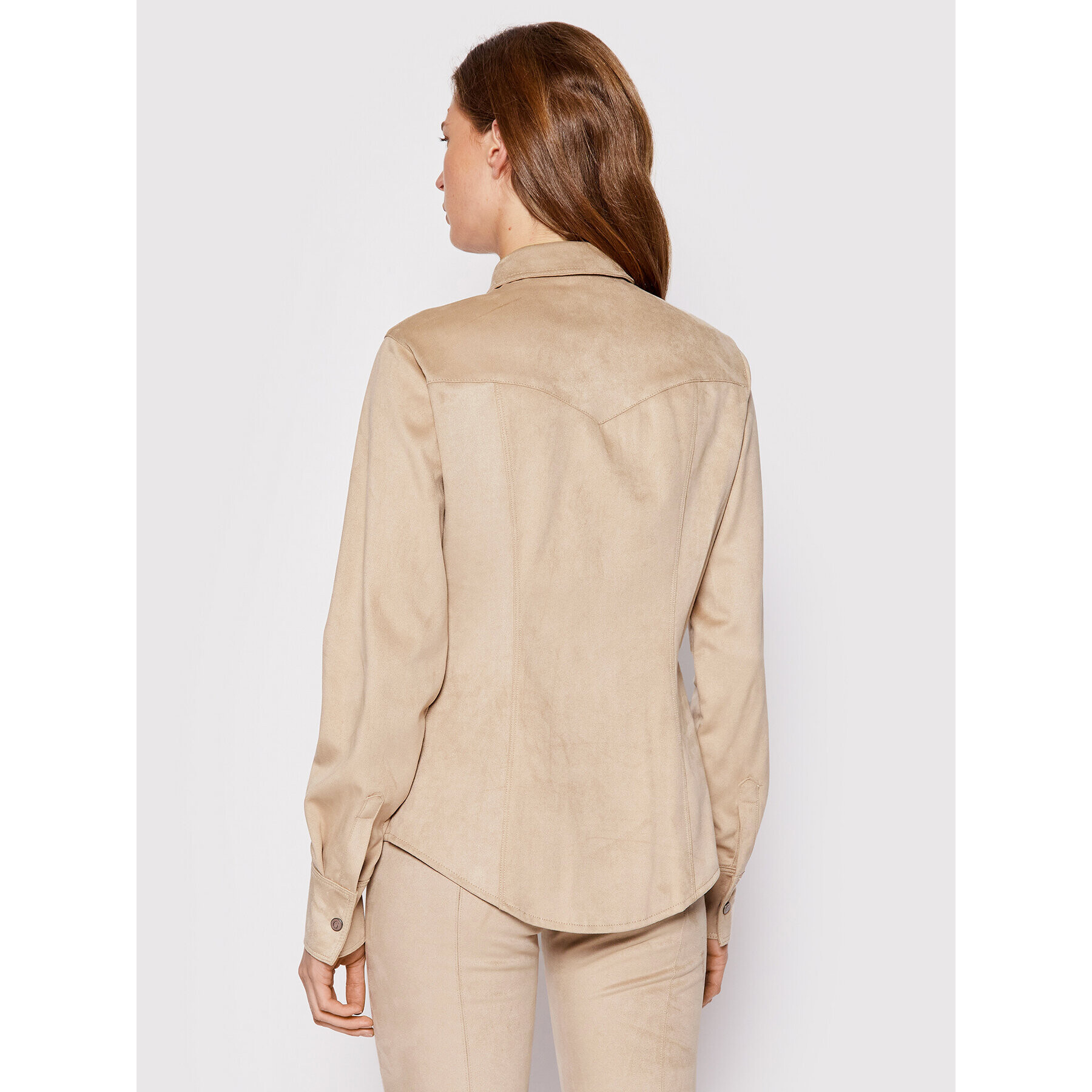 Guess Риза W1BH13 WE5D0 Бежов Slim Fit - Pepit.bg
