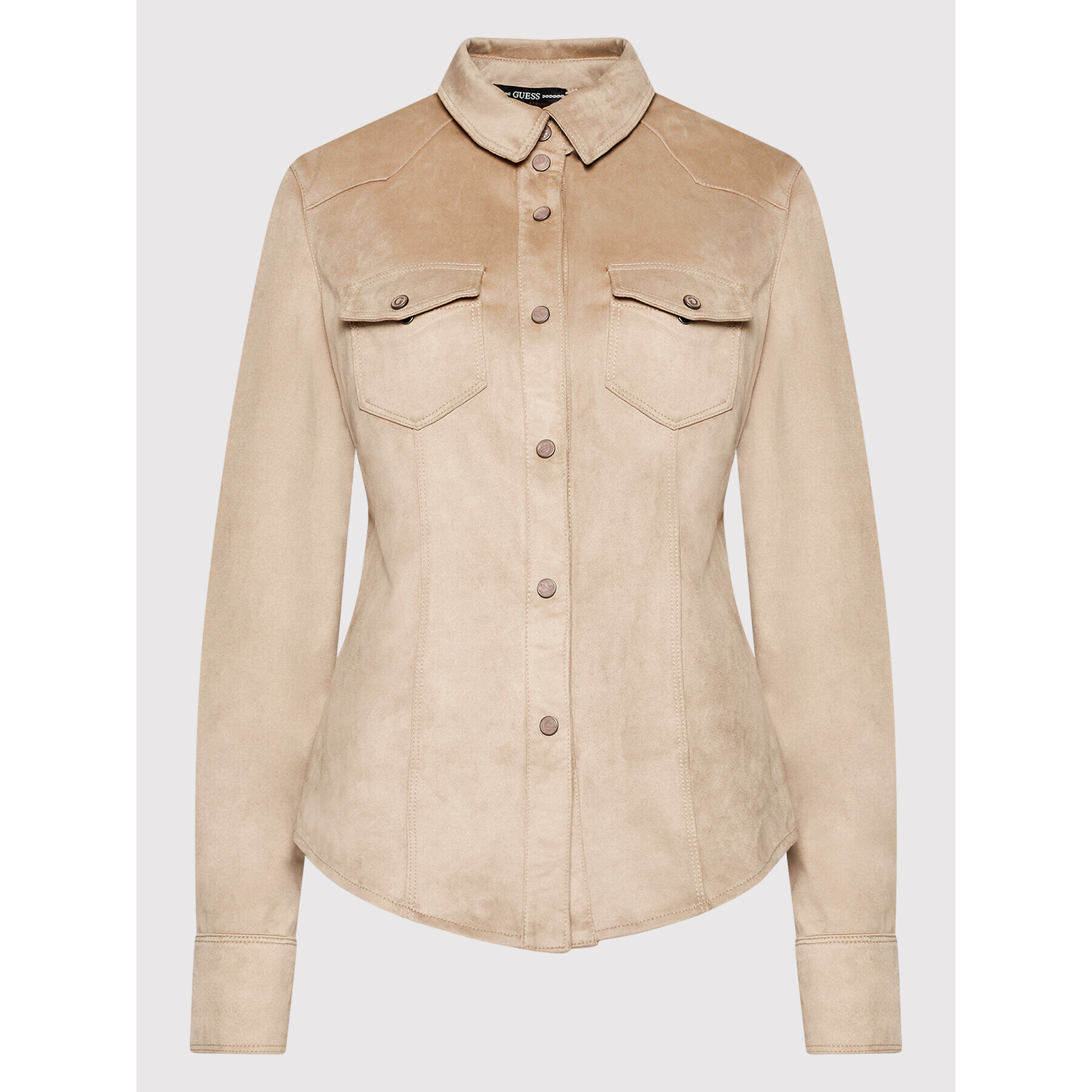 Guess Риза W1BH13 WE5D0 Бежов Slim Fit - Pepit.bg