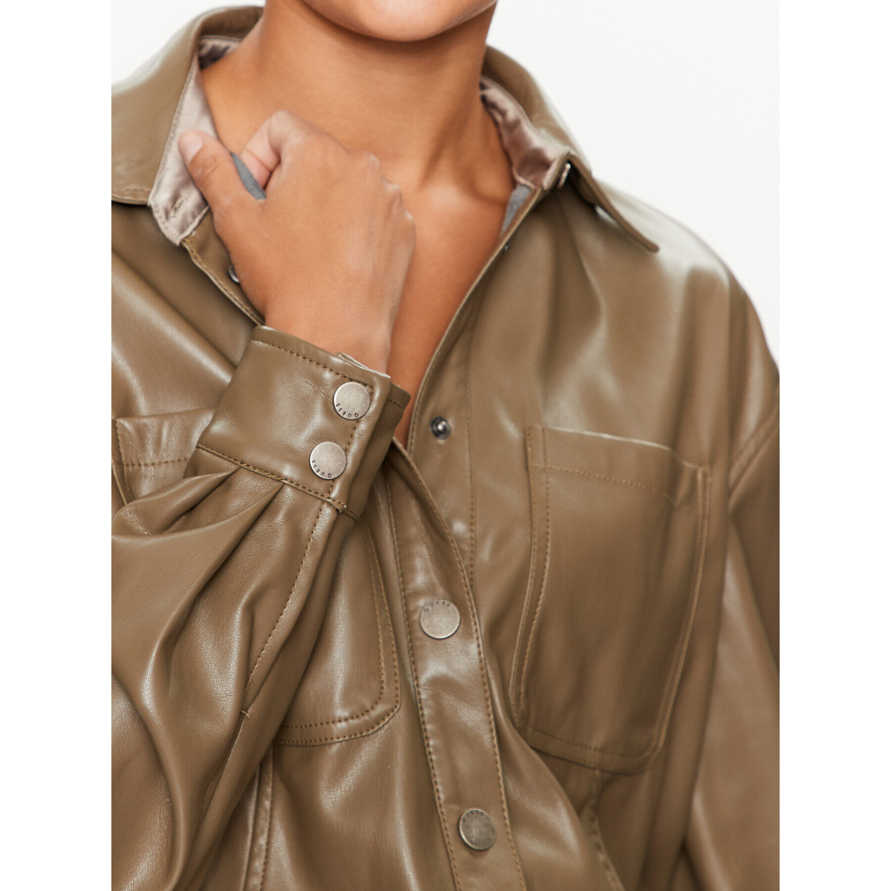 Guess Риза W3YH57 WF8Q0 Кафяв Relaxed Fit - Pepit.bg