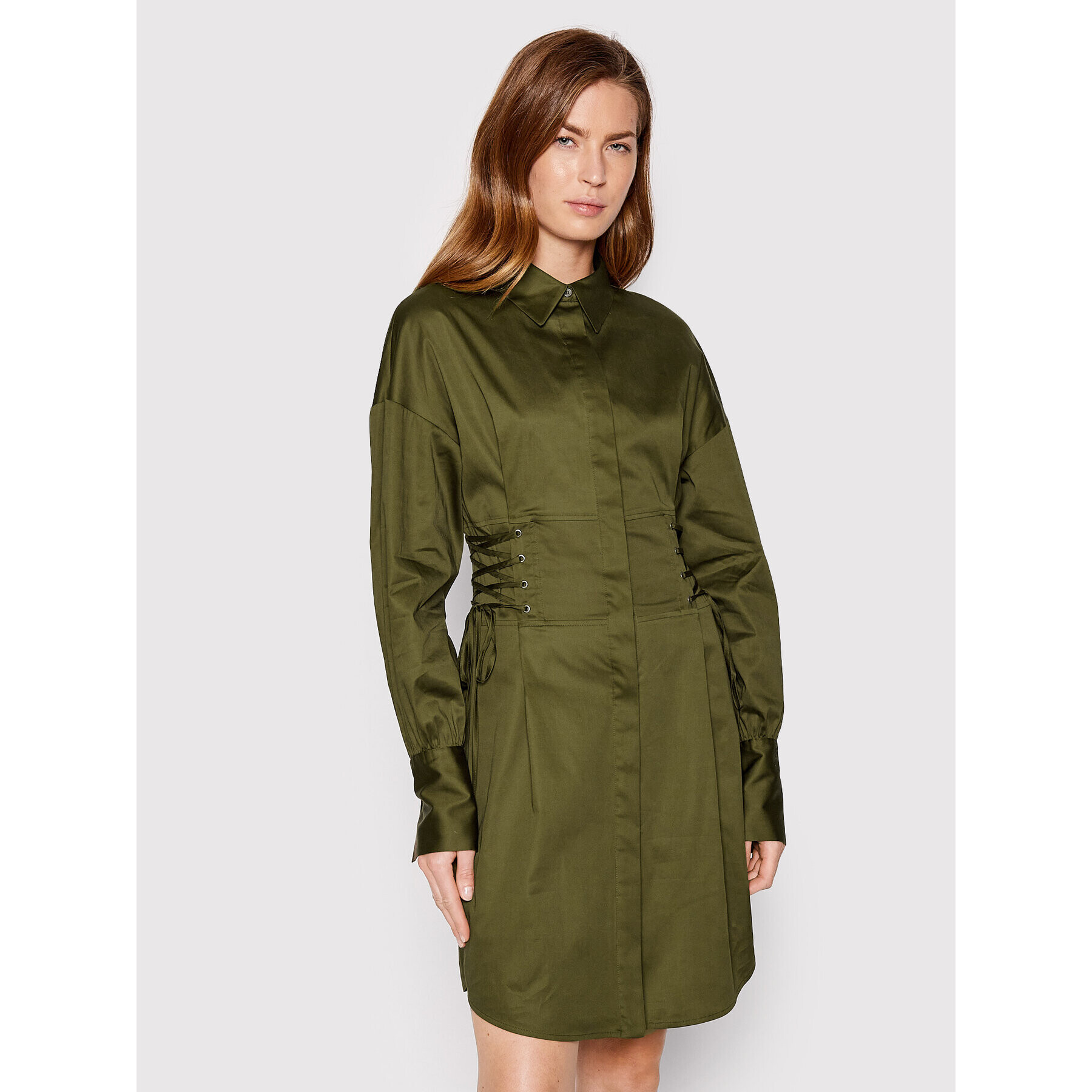Guess Рокля тип риза Celie W2YK84 WE2Q0 Зелен Regular Fit - Pepit.bg