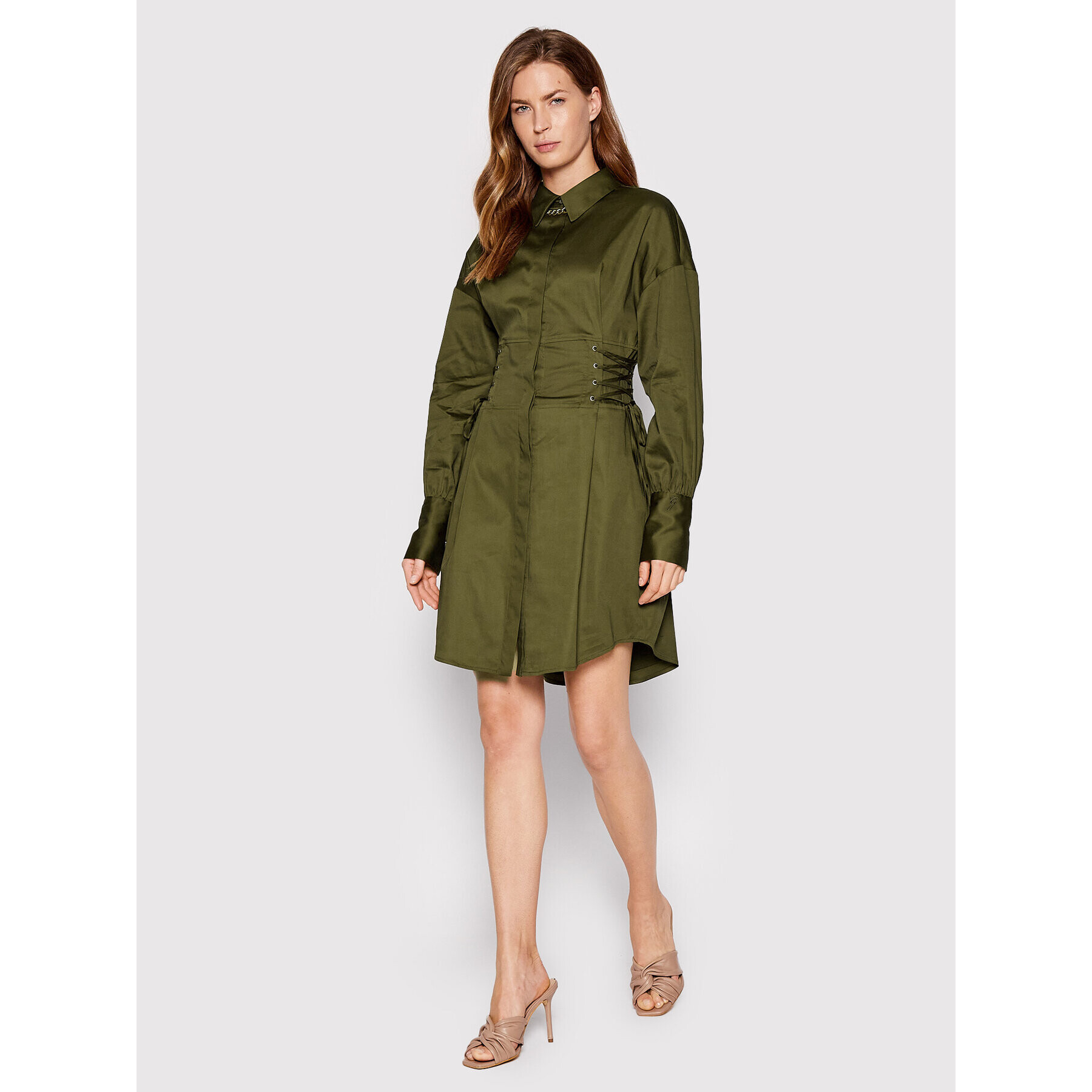 Guess Рокля тип риза Celie W2YK84 WE2Q0 Зелен Regular Fit - Pepit.bg
