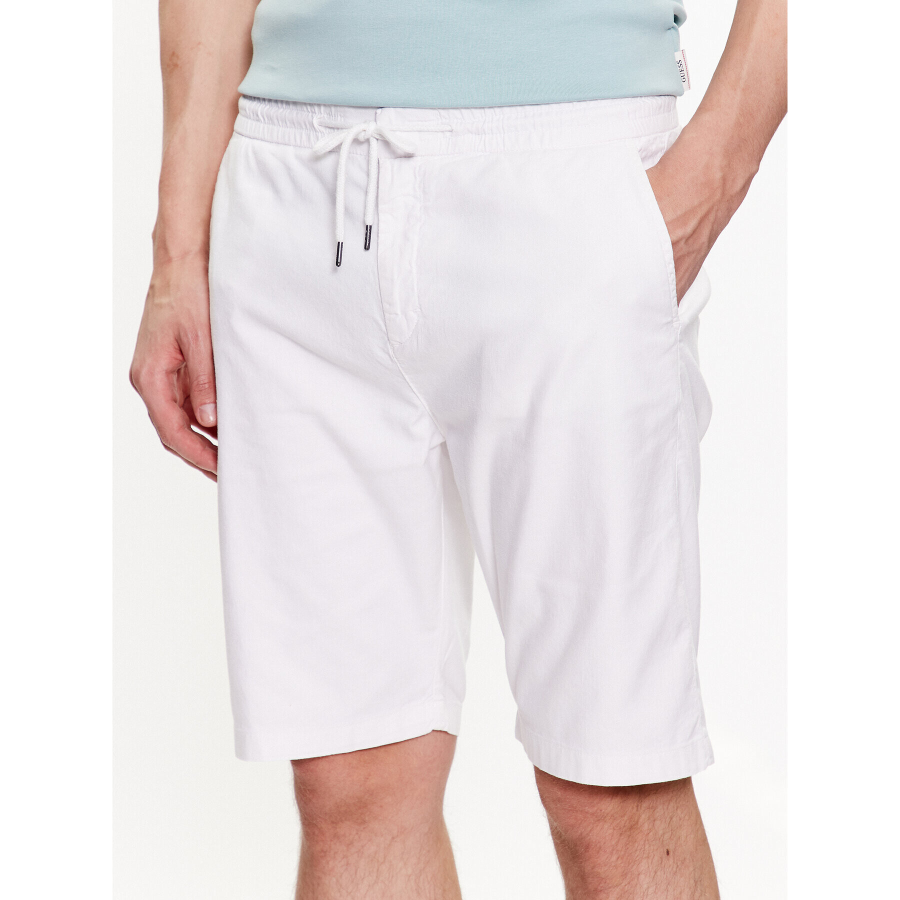 Guess Шорти от плат Mick M3GD02 WFBX3 Бял Loose Fit - Pepit.bg