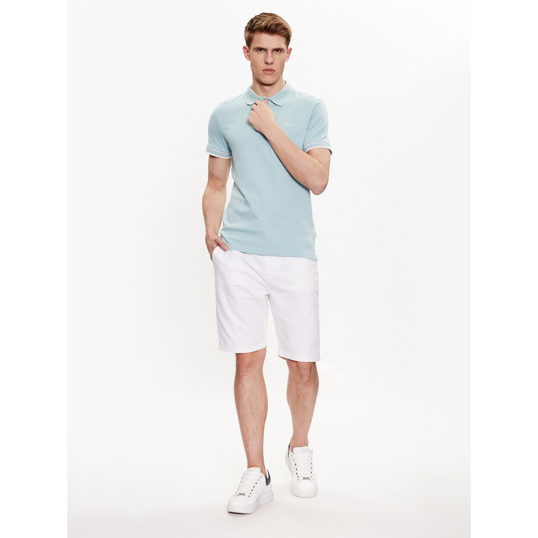 Guess Шорти от плат Mick M3GD02 WFBX3 Бял Loose Fit - Pepit.bg