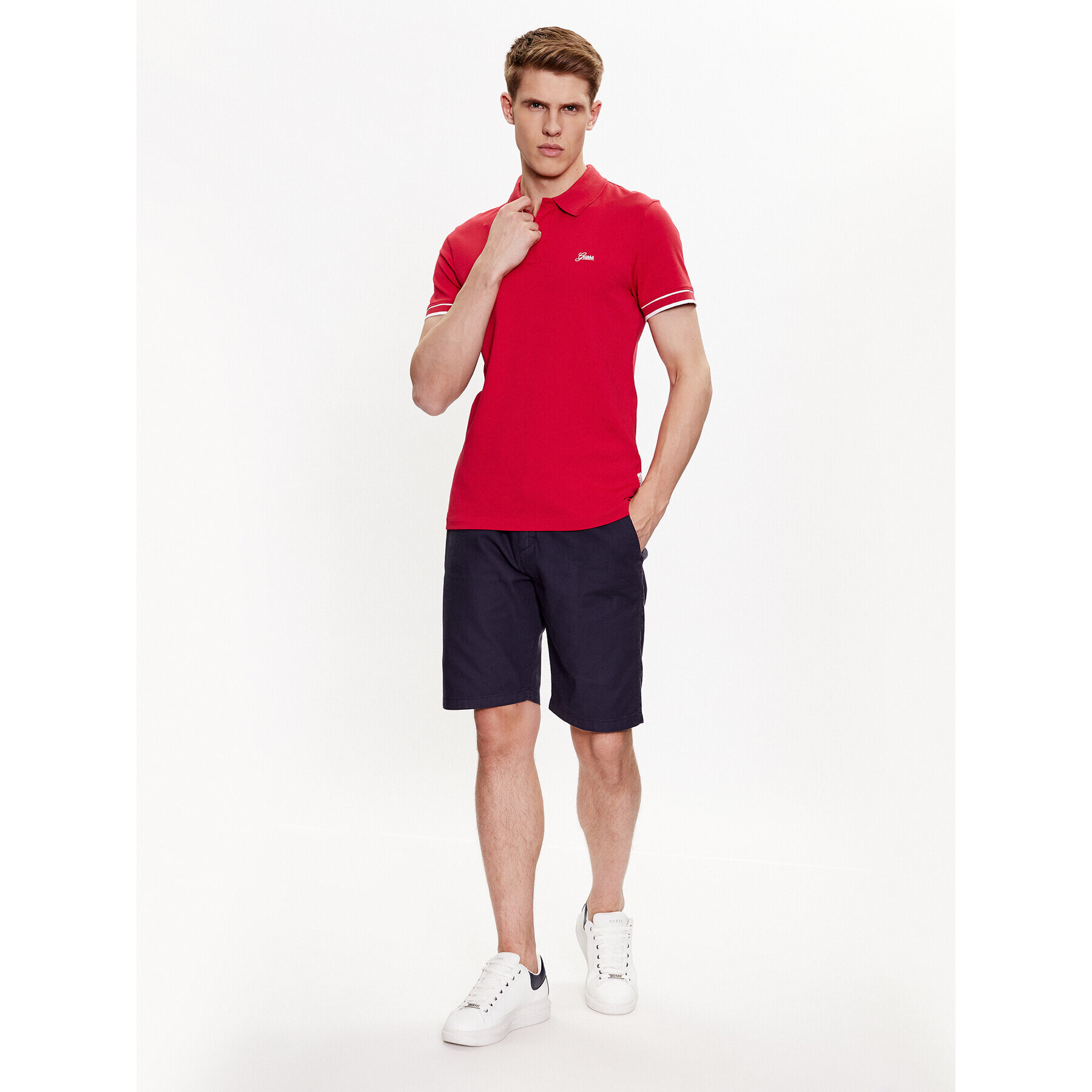 Guess Шорти от плат Mick M3GD02 WFBX3 Тъмносин Loose Fit - Pepit.bg