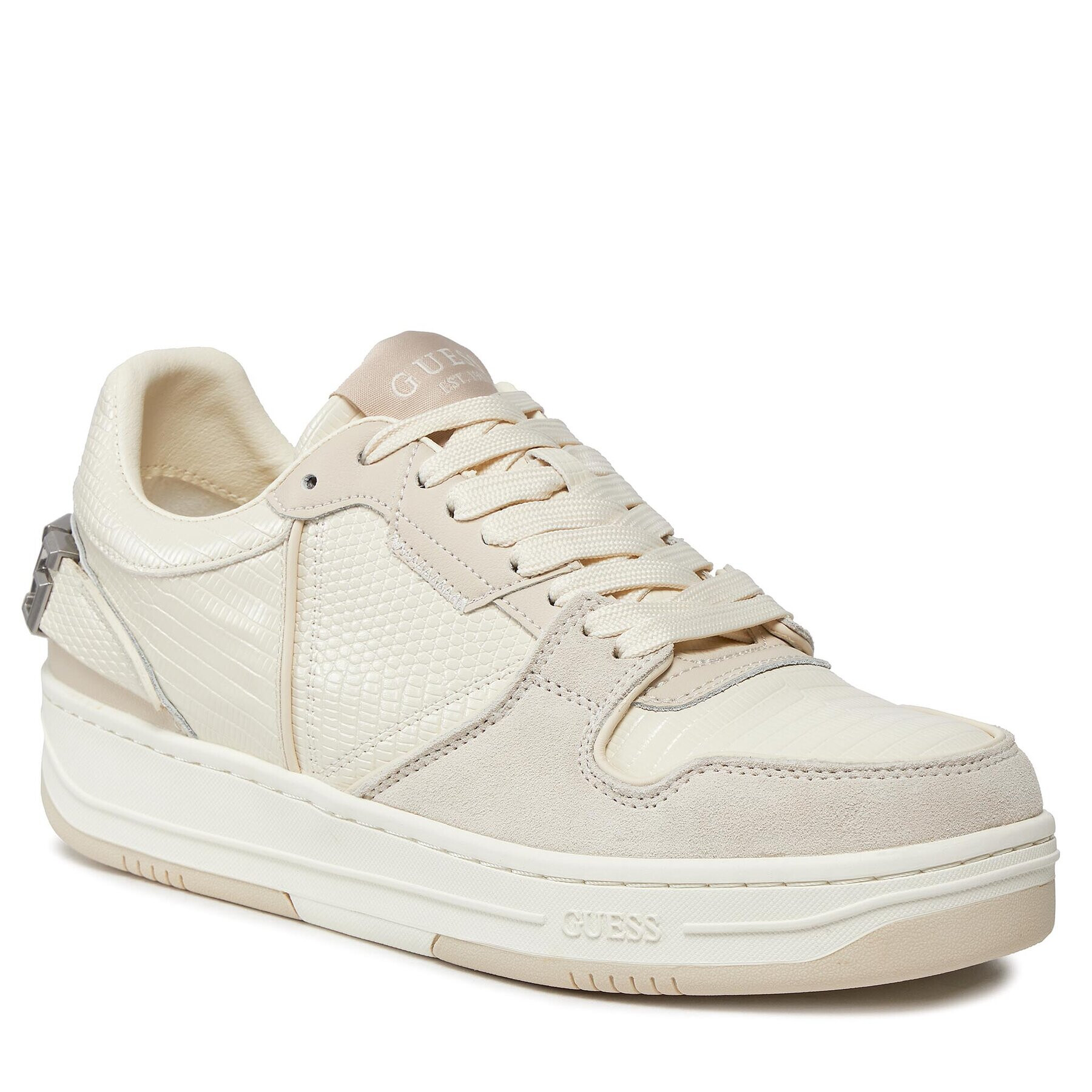 Guess Сникърси Ancona Low FMPANC PEL12 Екрю - Pepit.bg