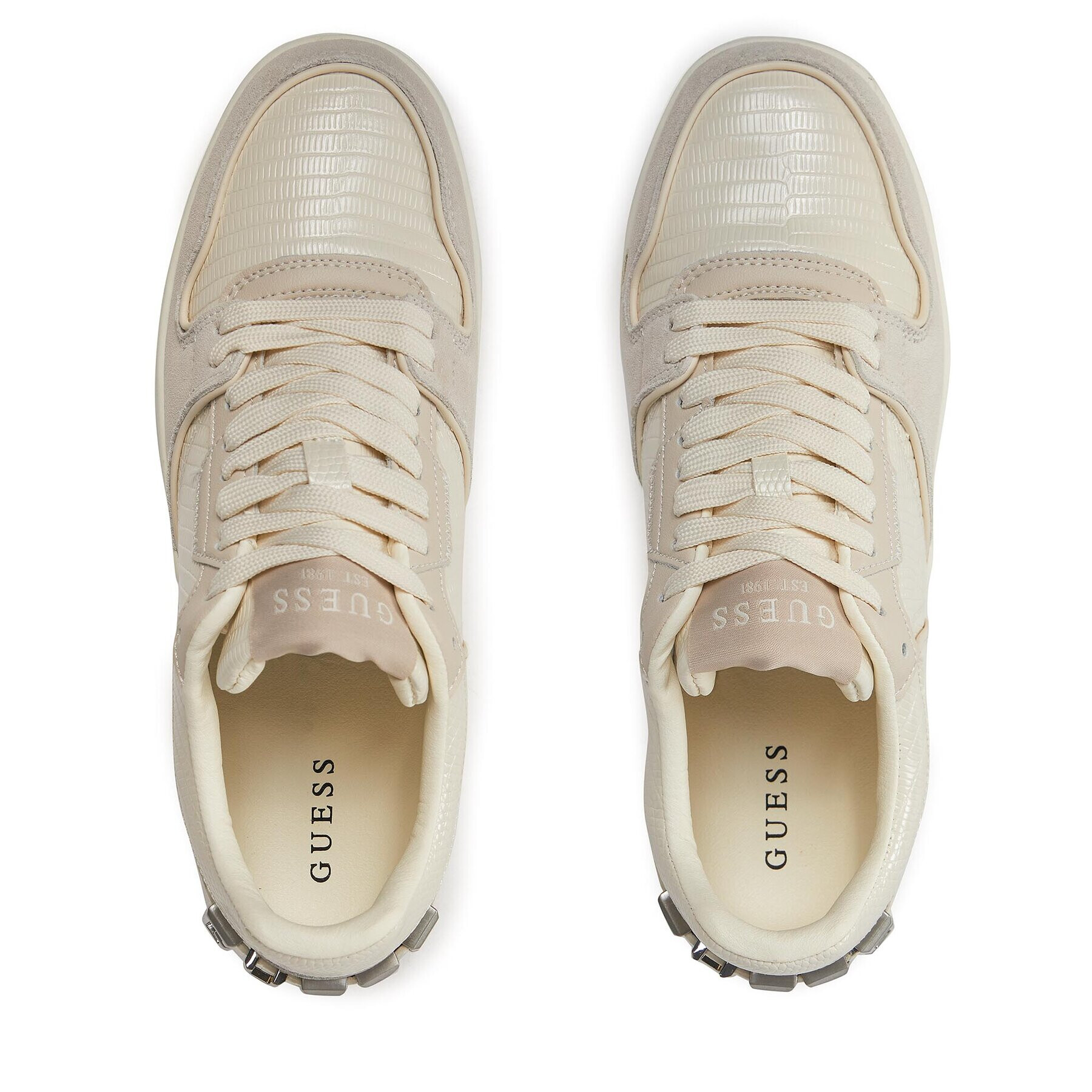 Guess Сникърси Ancona Low FMPANC PEL12 Екрю - Pepit.bg