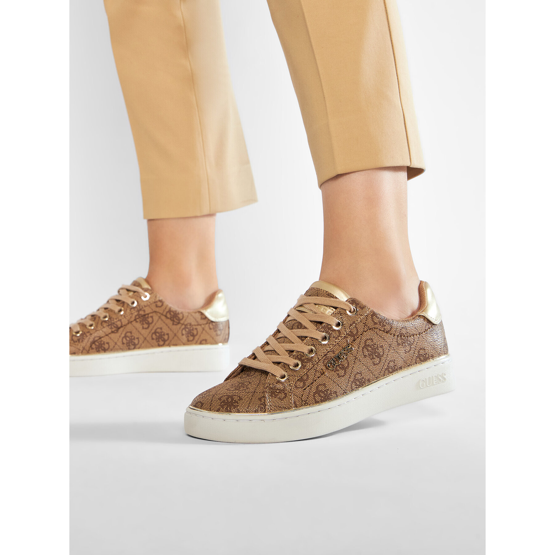 Guess Сникърси Beckie FL7BKI FAL12 Кафяв - Pepit.bg