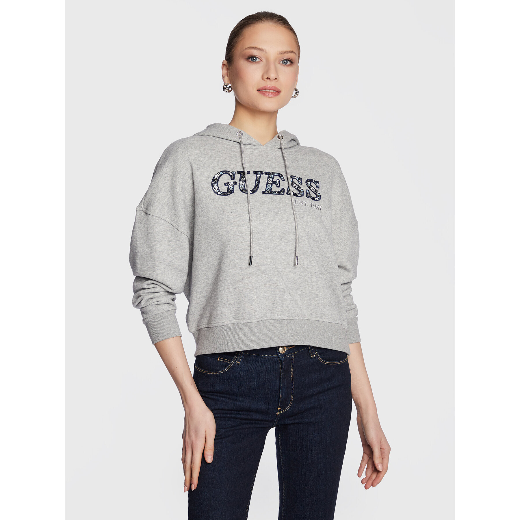 Guess Суитшърт Alicia W3RQ09 KBKM0 Сив Relaxed Fit - Pepit.bg