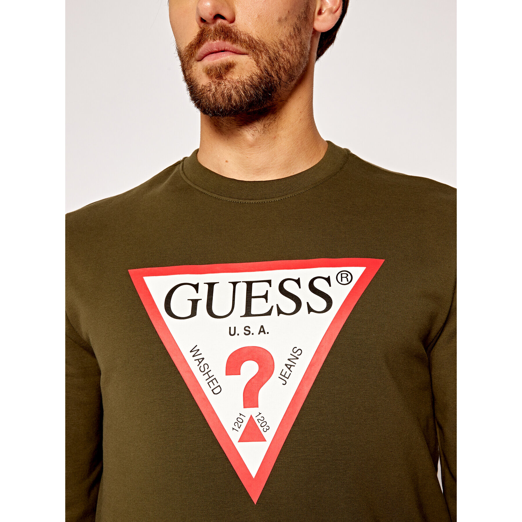 Guess Суитшърт Audley M0YQ37 K7ON0 Зелен Slim Fit - Pepit.bg