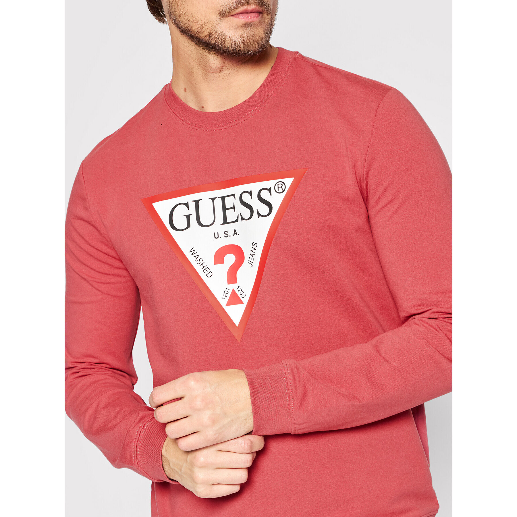 Guess Суитшърт Audley M2YQ37 K6ZS1 Червен Slim Fit - Pepit.bg