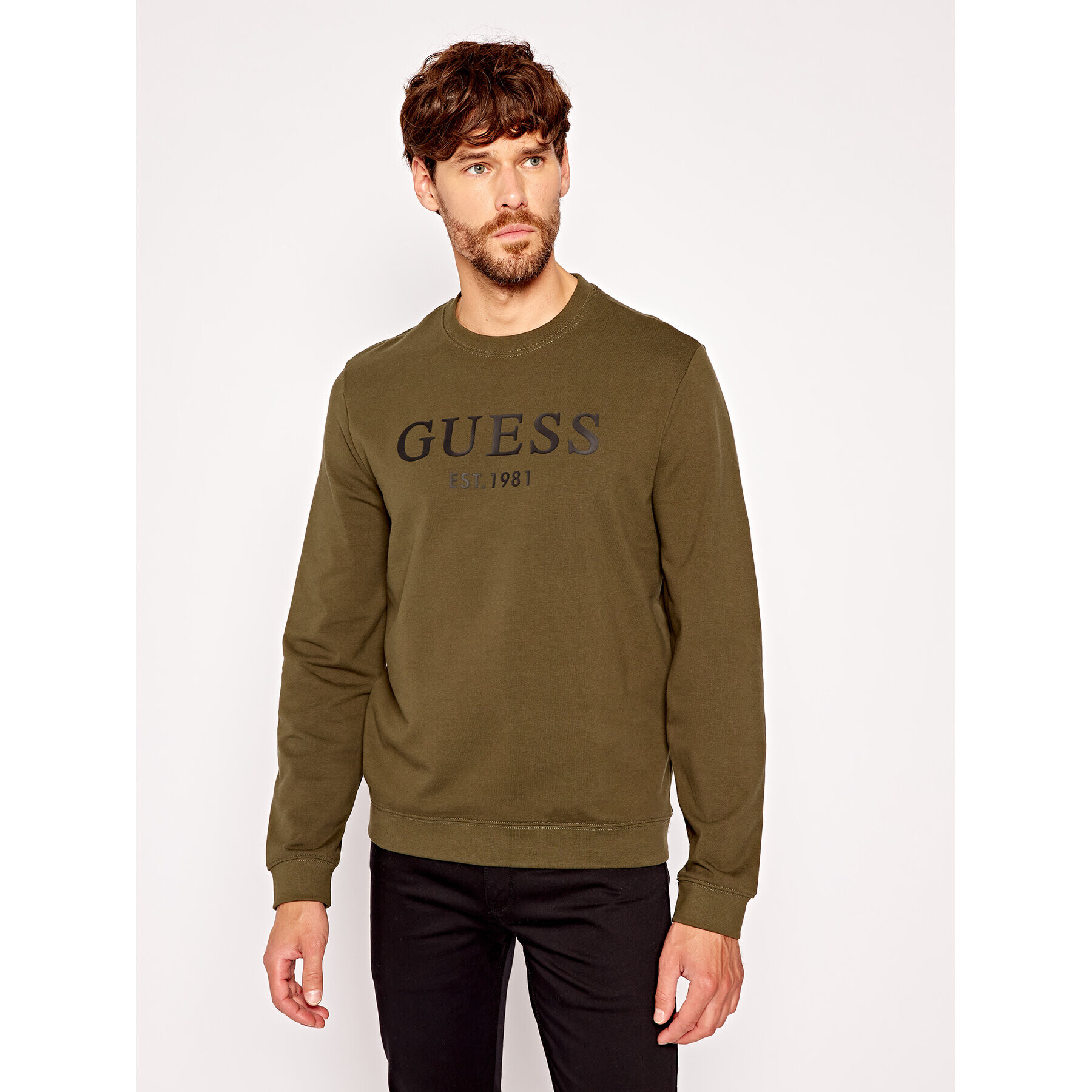 Guess Суитшърт Bastian M0YQ31 K7ON0 Зелен Slim Fit - Pepit.bg