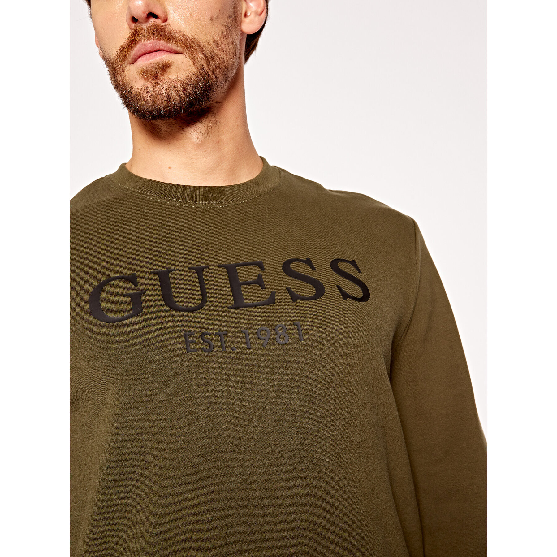 Guess Суитшърт Bastian M0YQ31 K7ON0 Зелен Slim Fit - Pepit.bg