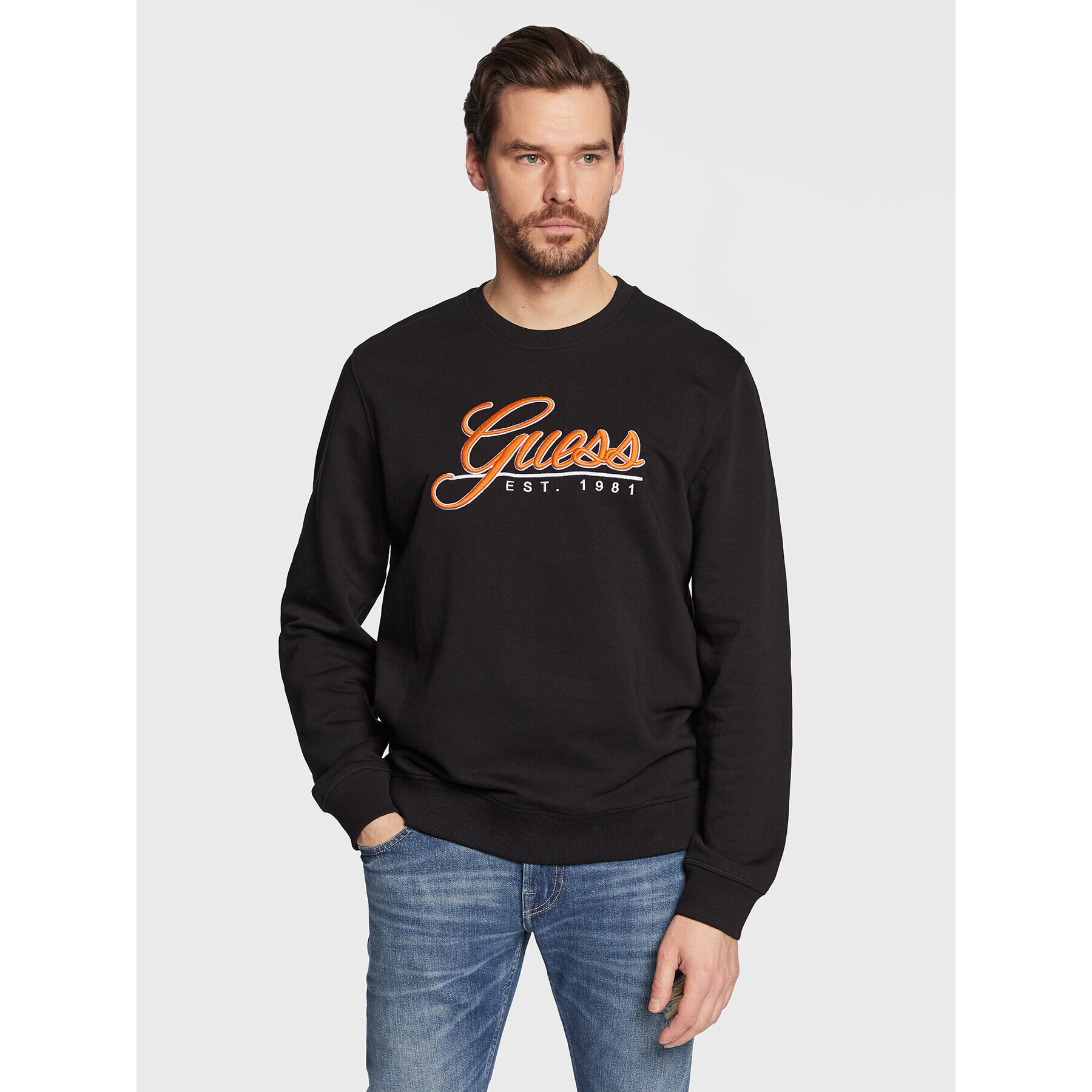 Guess Суитшърт Beau M3GQ08 KBK32 Черен Slim Fit - Pepit.bg