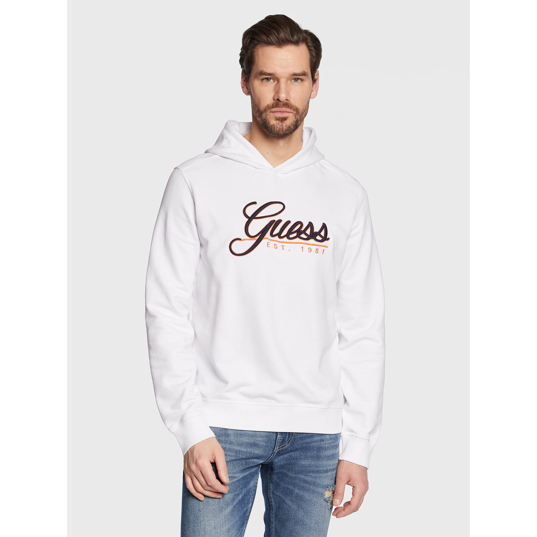 Guess Суитшърт Beau M3GQ36 KBK32 Бял Slim Fit - Pepit.bg