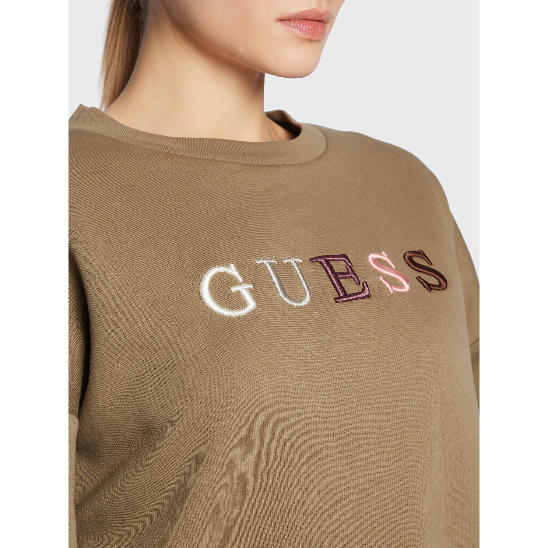 Guess Суитшърт Clara W3RQ05 K9Z22 Бежов Relaxed Fit - Pepit.bg