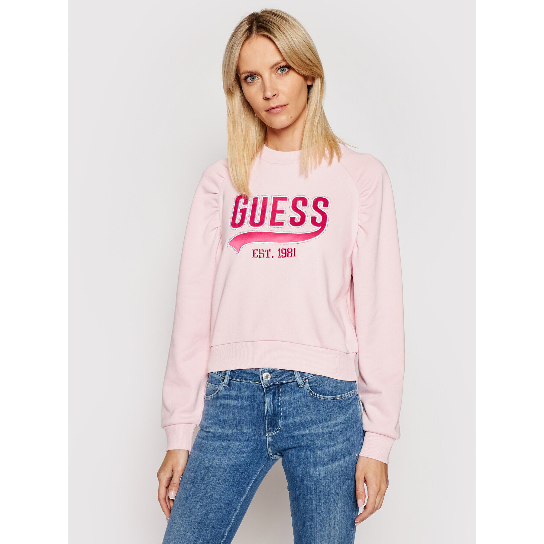 Guess Суитшърт Fleece W1GQ36 K68I0 Розов Regular Fit - Pepit.bg